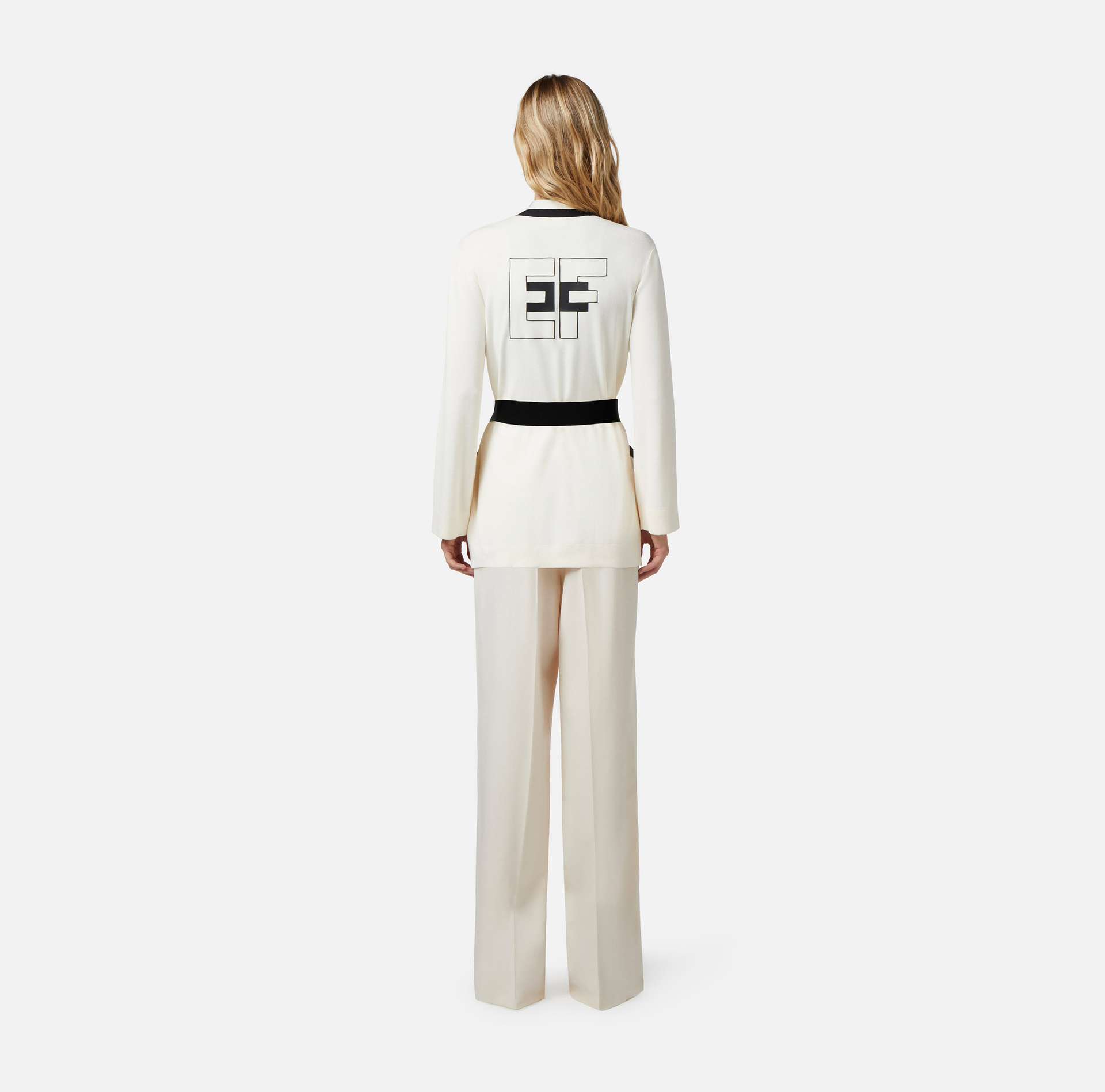 Kimono cardigan in jacquard viscose fabric - Elisabetta Franchi® Outlet