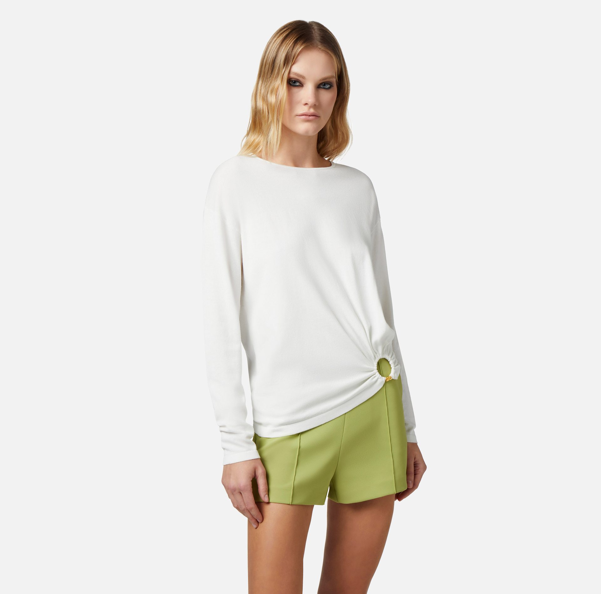 Pullover aus Viskose mit Ring - Elisabetta Franchi® Outlet