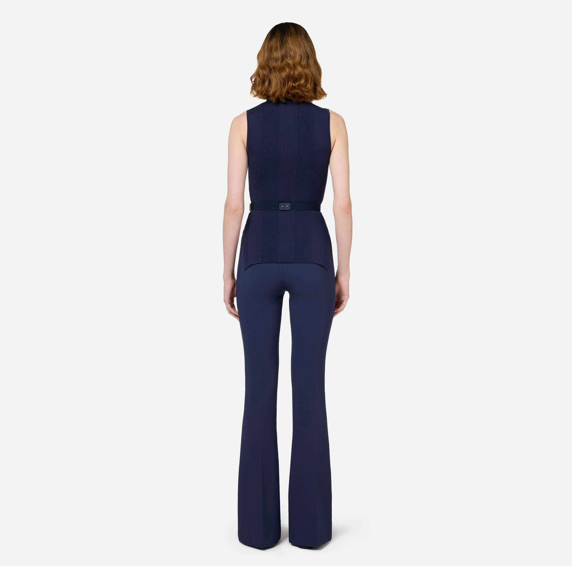 Top col roulé en viscose et soie côtelée avec broderie logo - Elisabetta Franchi® Outlet