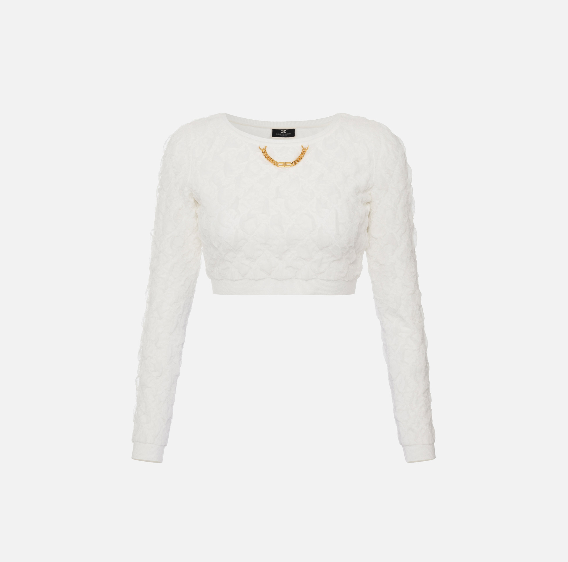 Top cropped en viscose gaufrée - Elisabetta Franchi® Outlet
