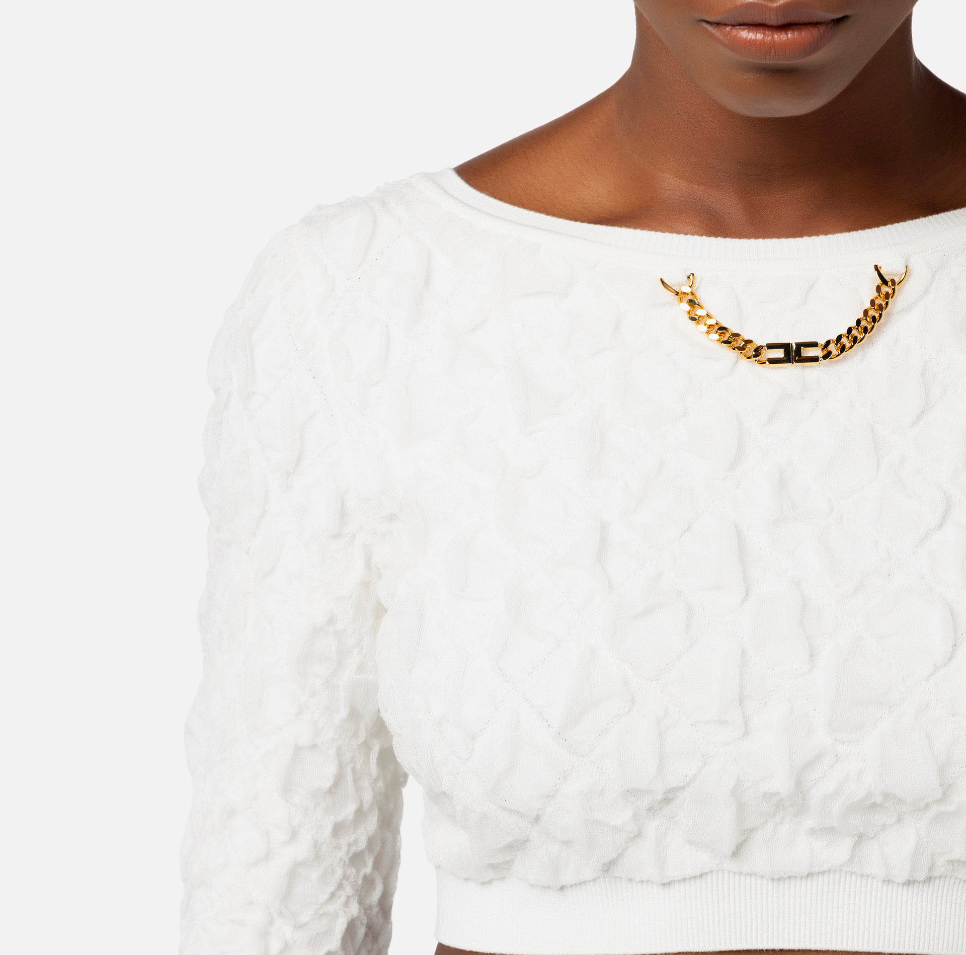 Top cropped en viscose gaufrée - Elisabetta Franchi® Outlet