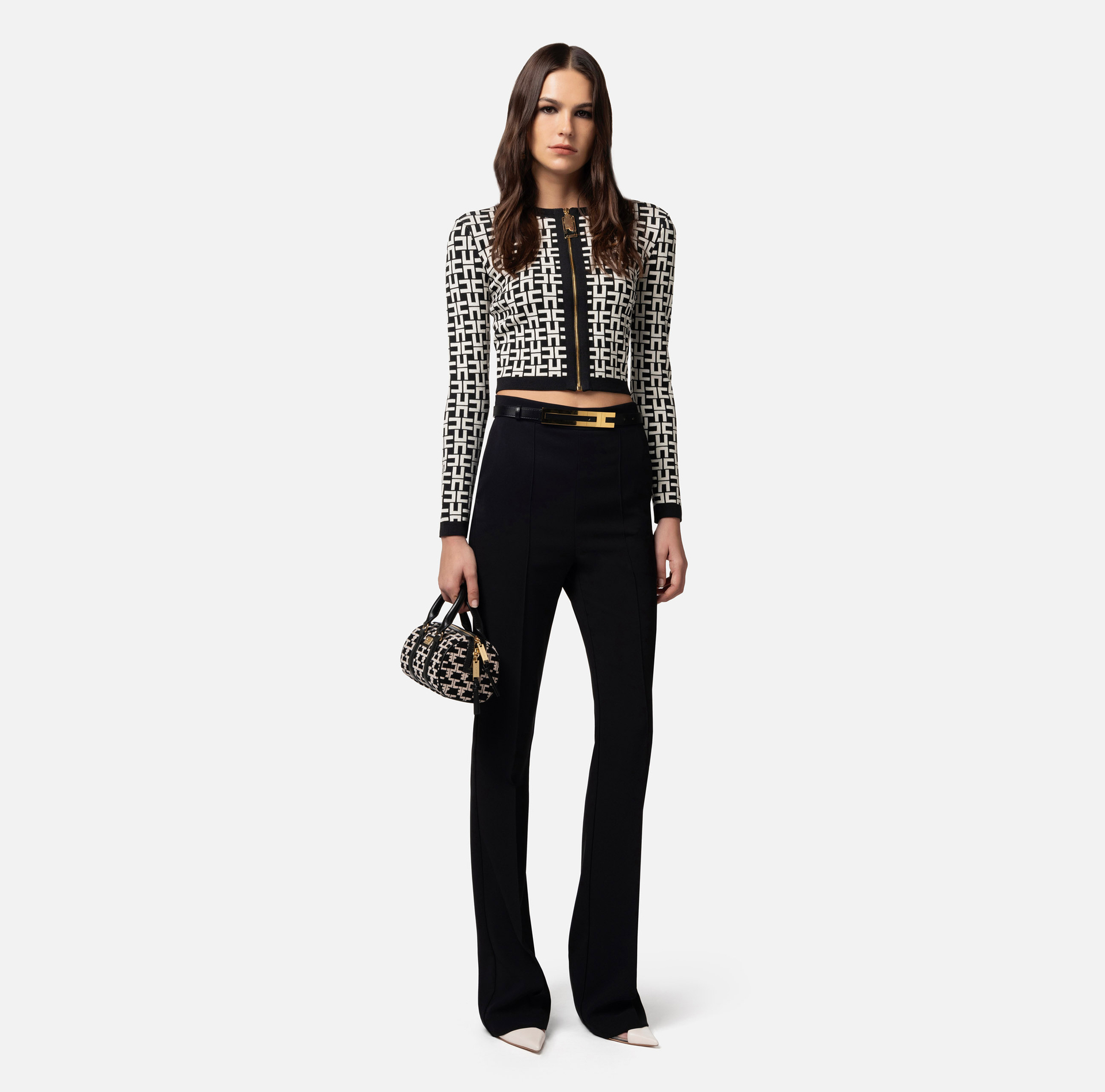 Mini cardigan in viscosa jacquard - Elisabetta Franchi® Outlet