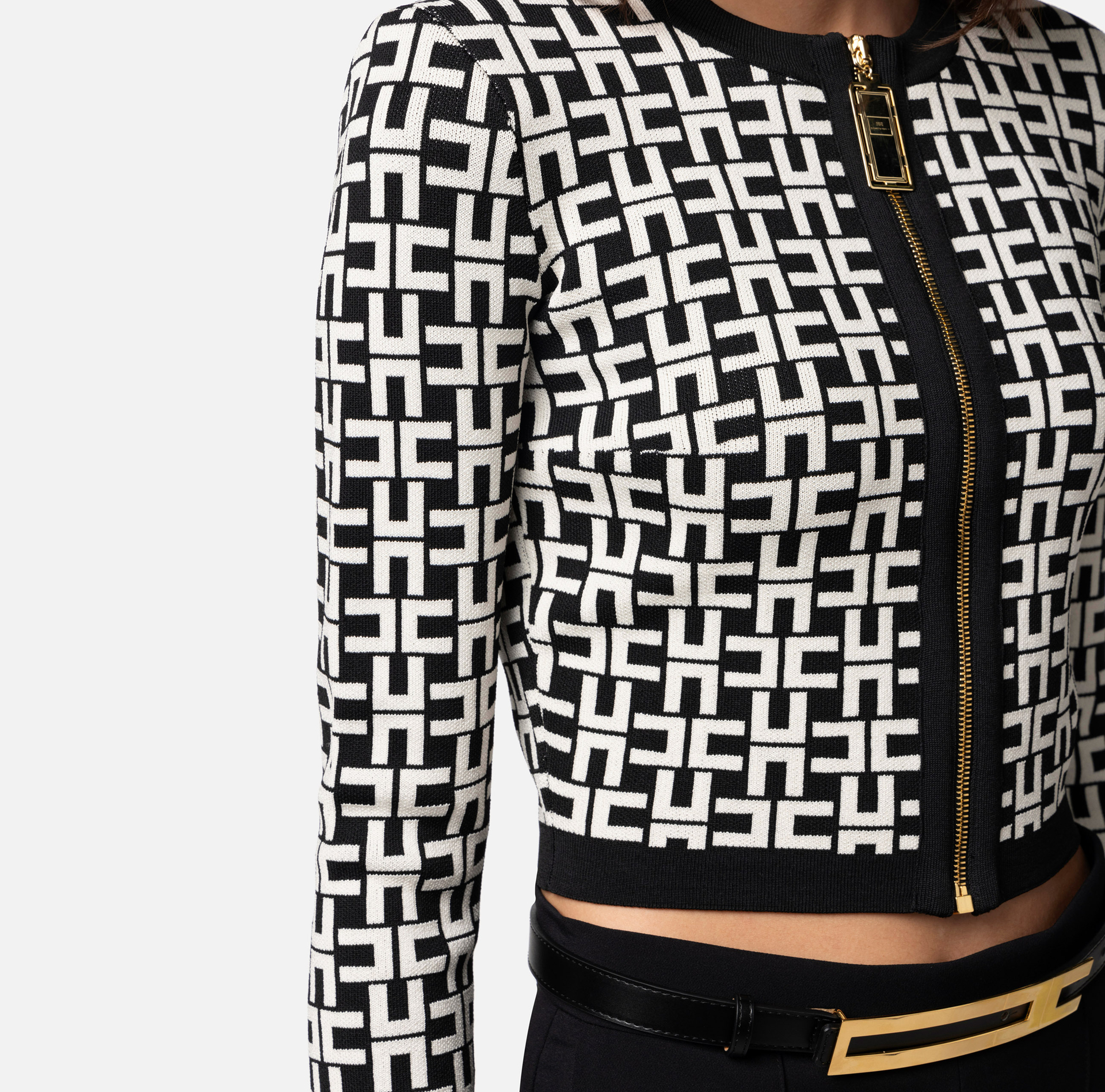 Mini cardigan in viscosa jacquard - Elisabetta Franchi® Outlet