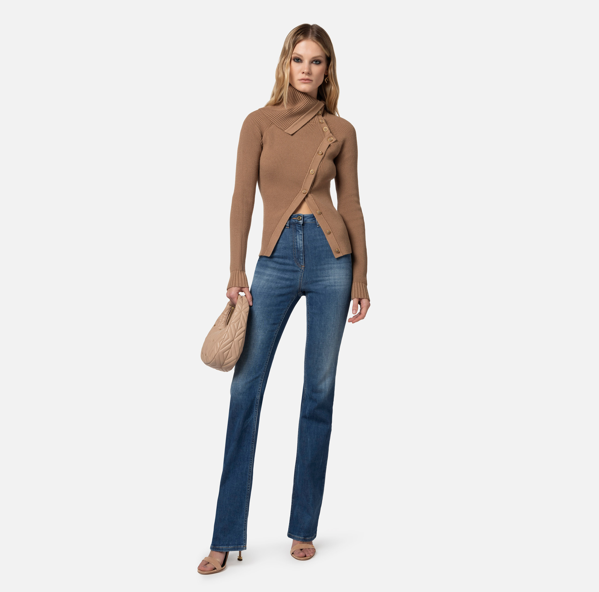 Viscose cardigan with asymmetric buttons | Elisabetta Franchi® Outlet