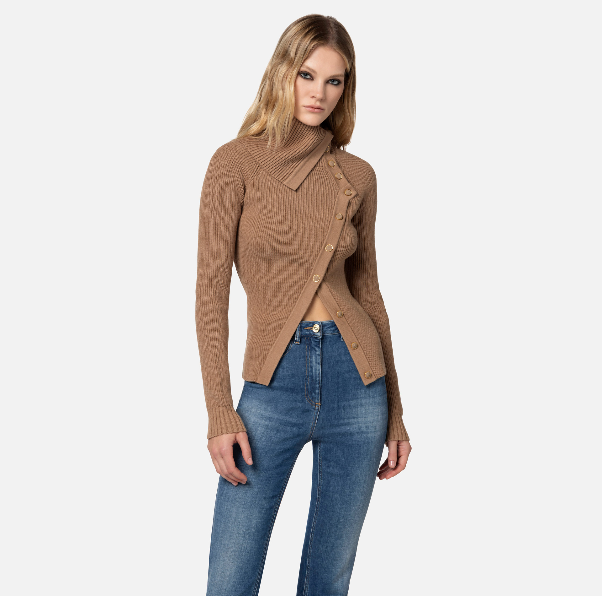 Viscose cardigan with asymmetric buttons | Elisabetta Franchi® Outlet