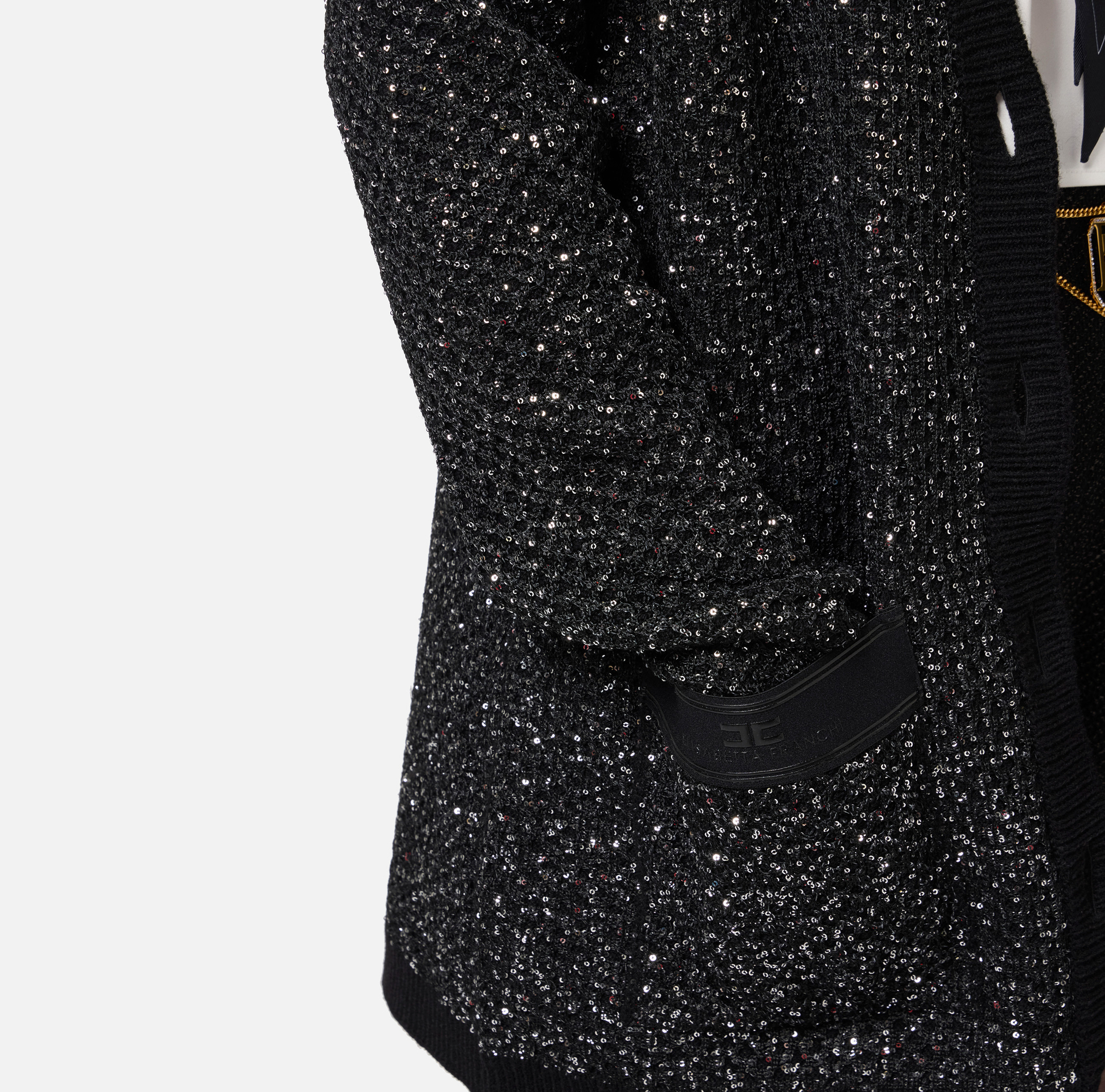 Cardigan aus Wolle mit Paillettengarn. - Elisabetta Franchi® Outlet