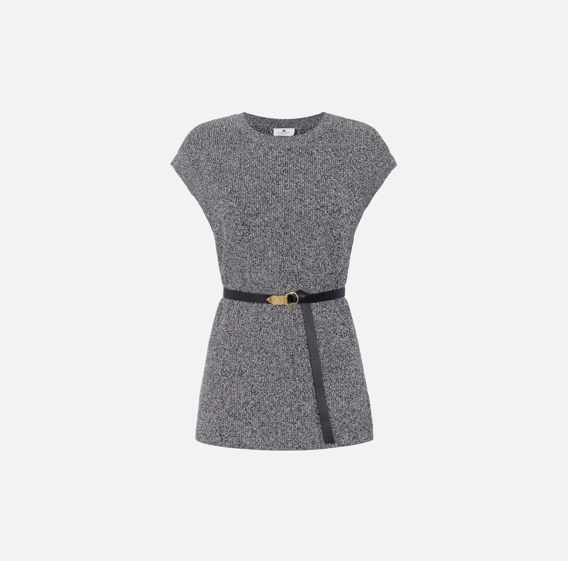 Pull en viscose motif mélangé avec ceinture - Elisabetta Franchi® Outlet