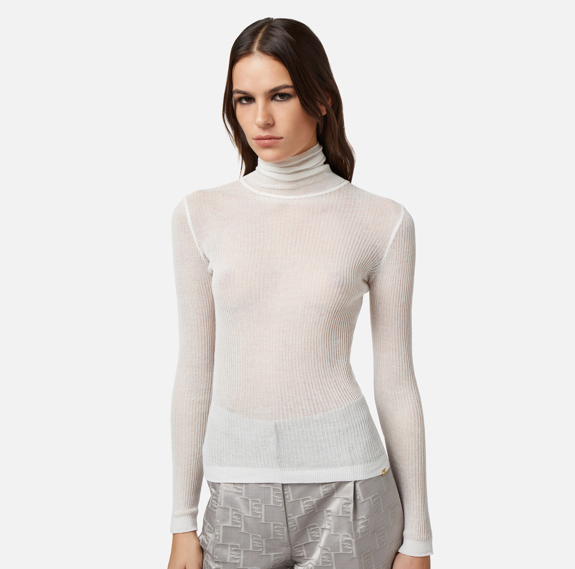 Dolcevita in crêpe a costine - Elisabetta Franchi® Outlet