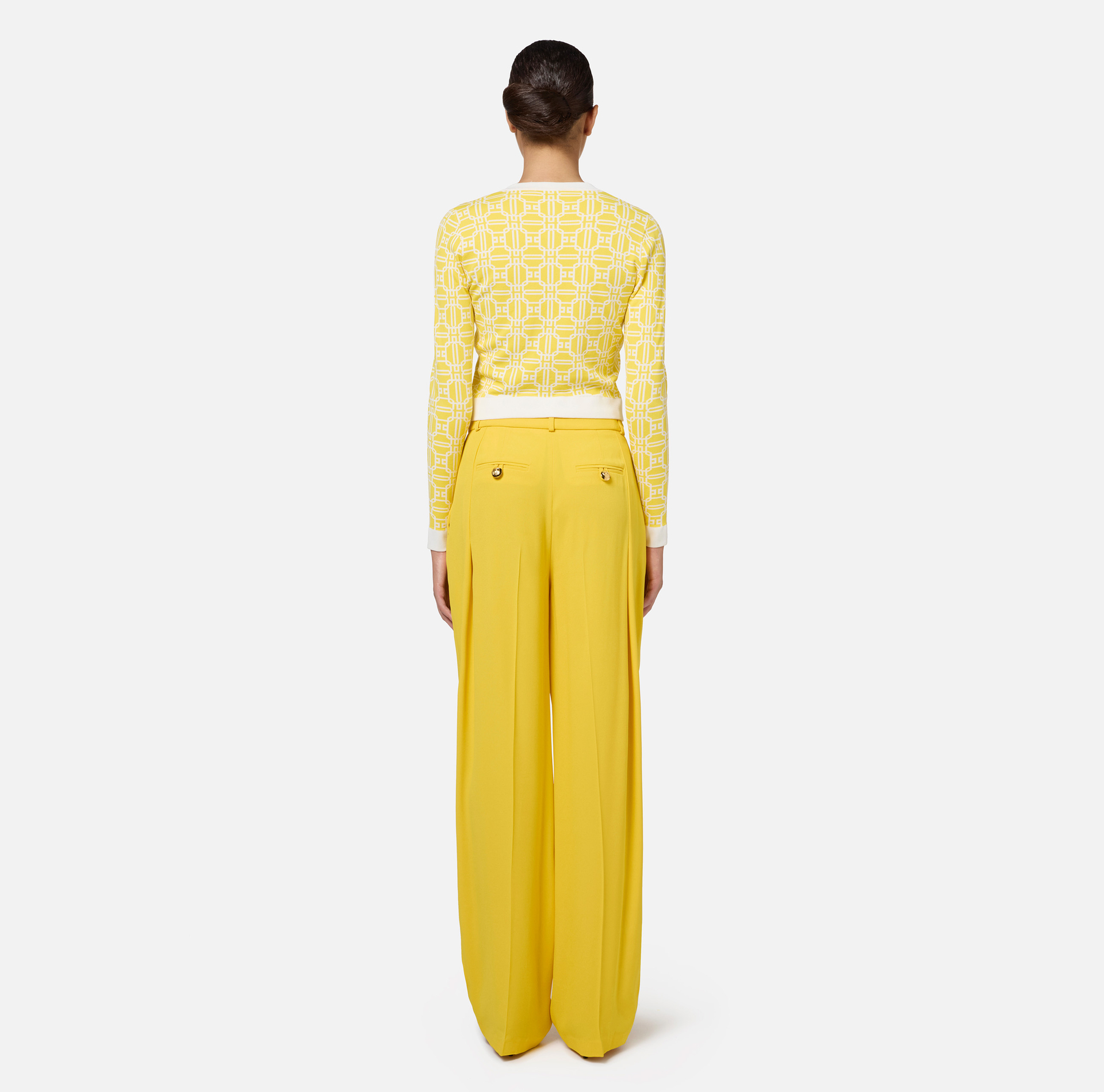 Cardigan cropped logo jacquard - Elisabetta Franchi® Outlet