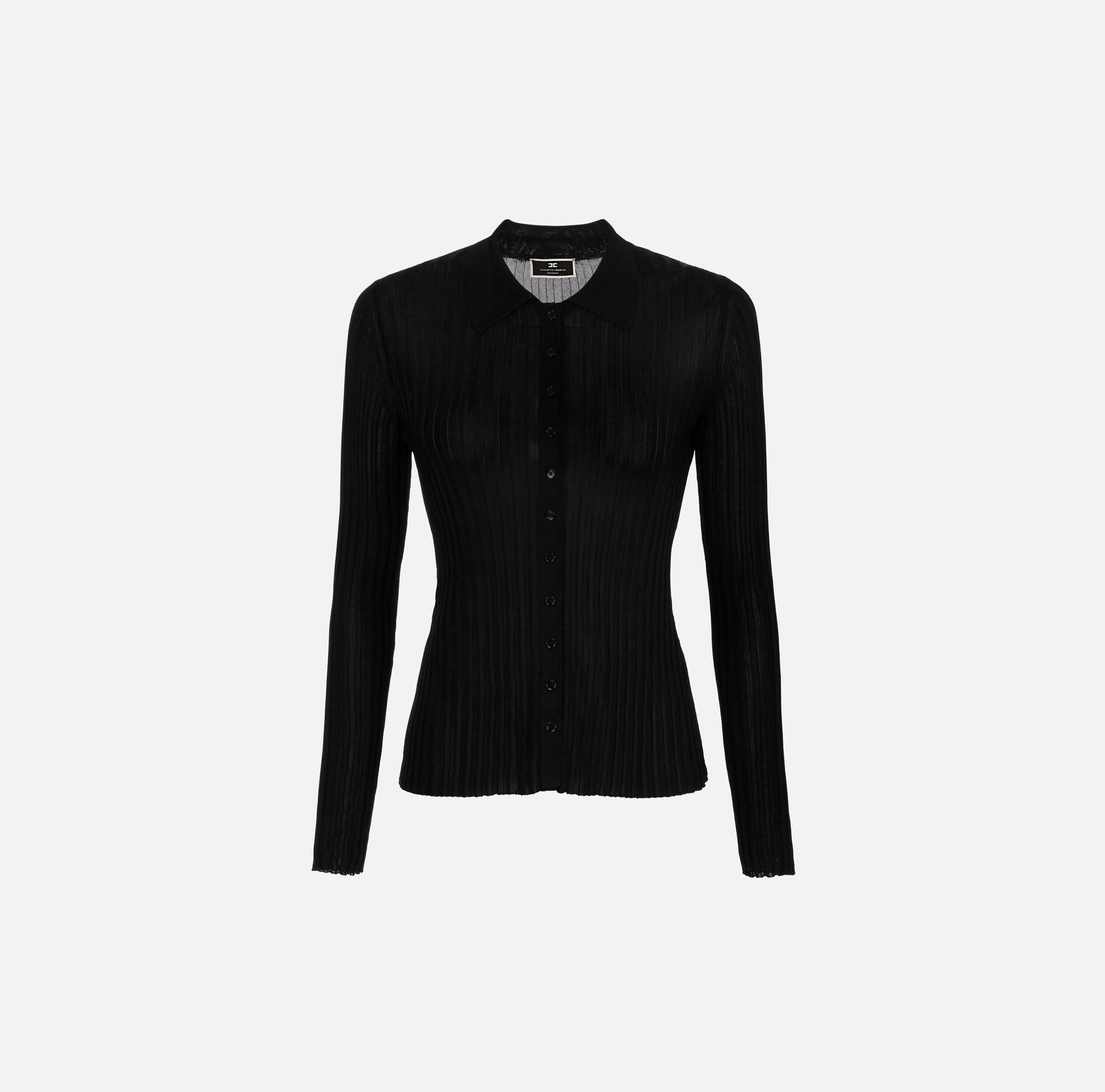 Cardigan aus glänzender Viskose in Rippoptik - Elisabetta Franchi® Outlet