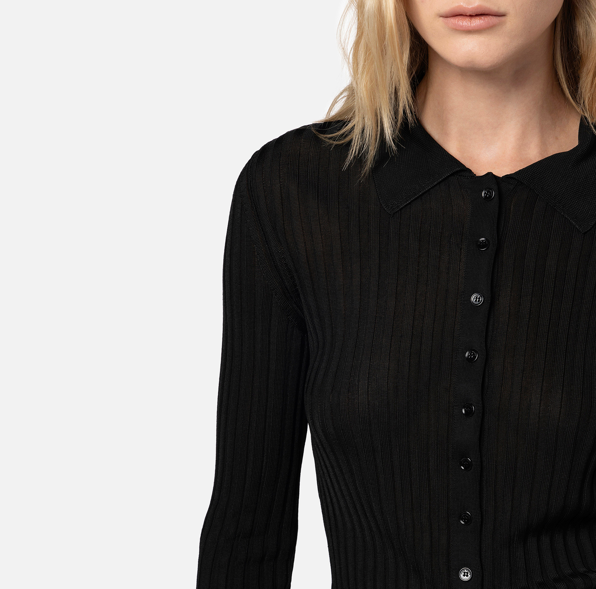 Cardigan aus glänzender Viskose in Rippoptik - Elisabetta Franchi® Outlet