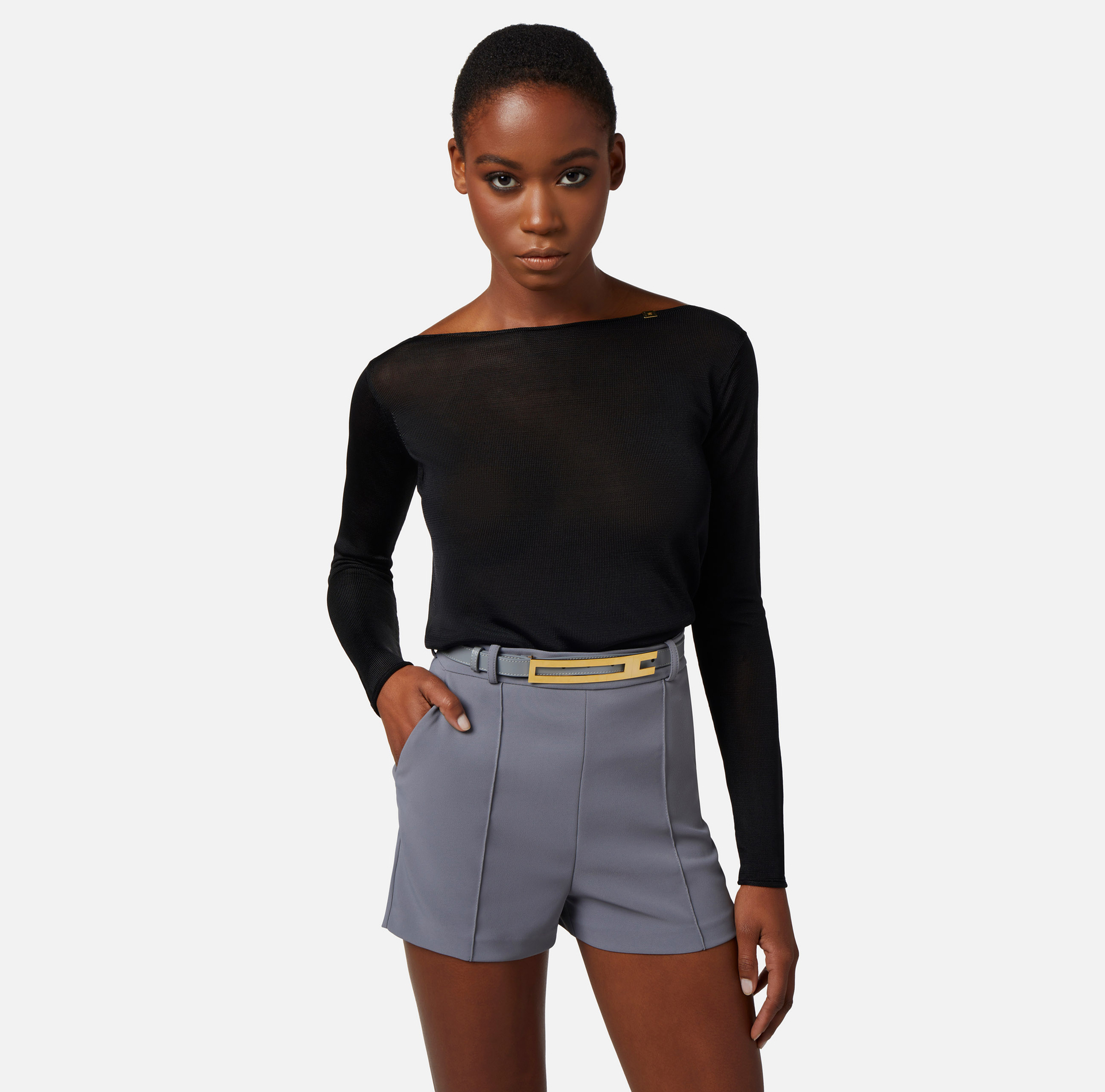 Shiny viscose top - Elisabetta Franchi® Outlet