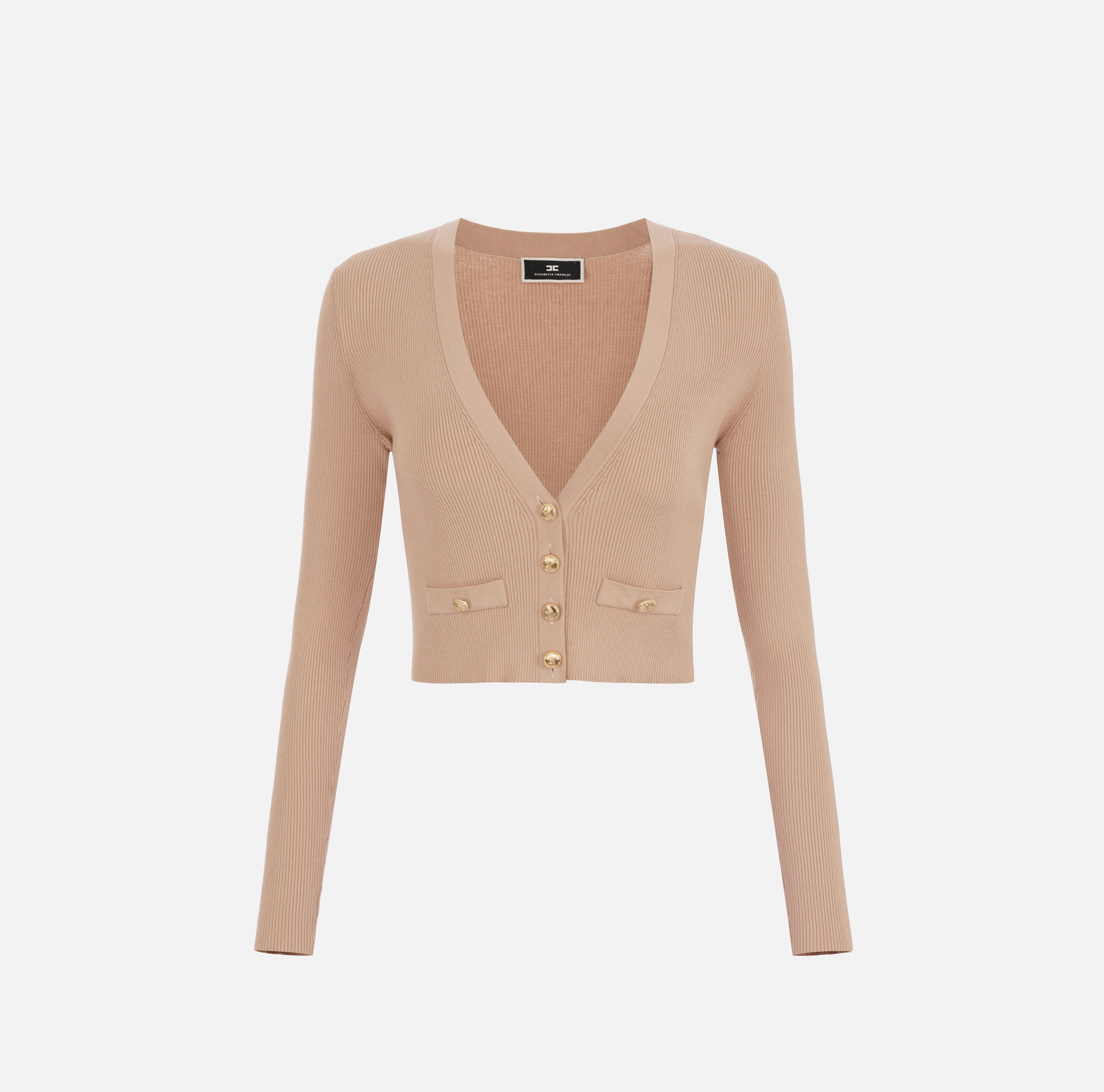 Mini cardigan in ribbed viscose fabric - Elisabetta Franchi® Outlet