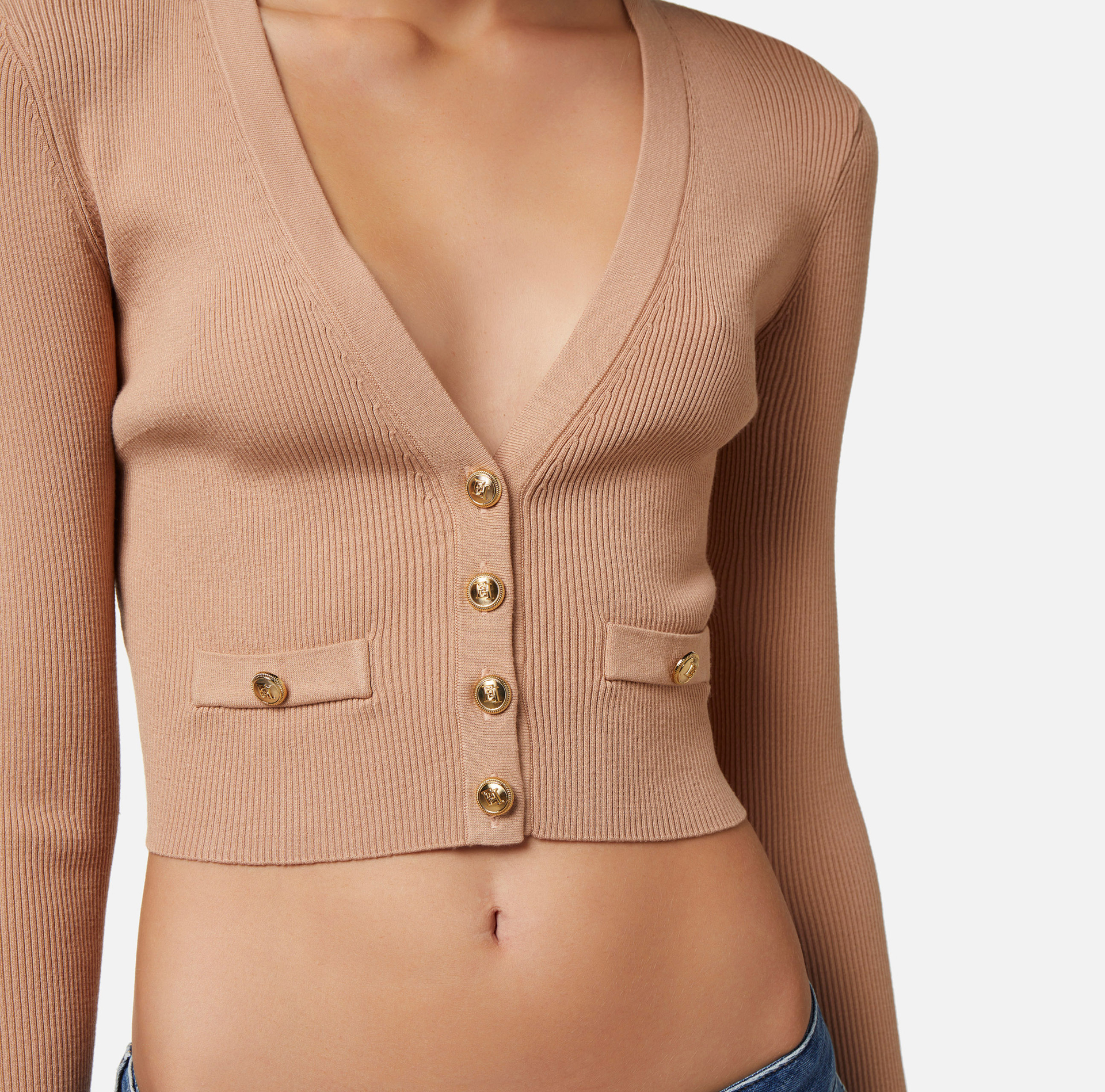 Mini cardigan in ribbed viscose fabric - Elisabetta Franchi® Outlet