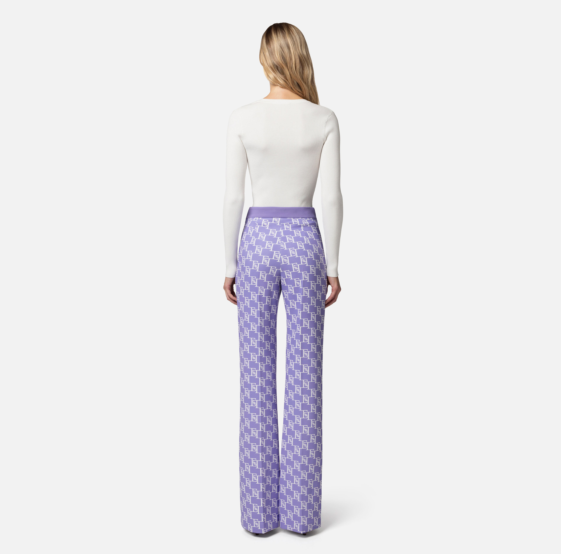 Top with long sleeves in ribbed viscose fabric with necklace - Elisabetta Franchi® Outlet