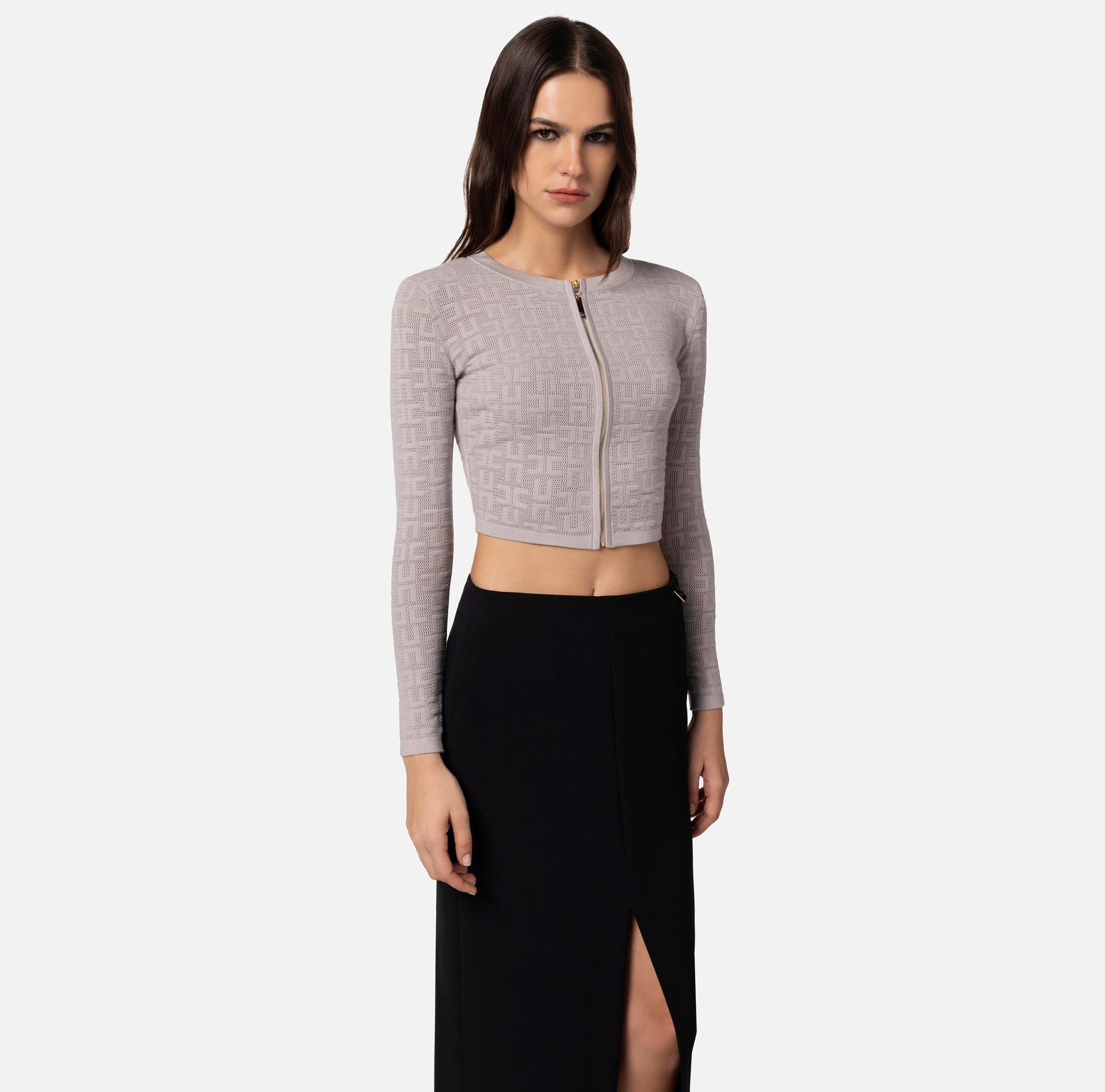 Mini-cardigan en viscose à mailles ajourées - Elisabetta Franchi® Outlet