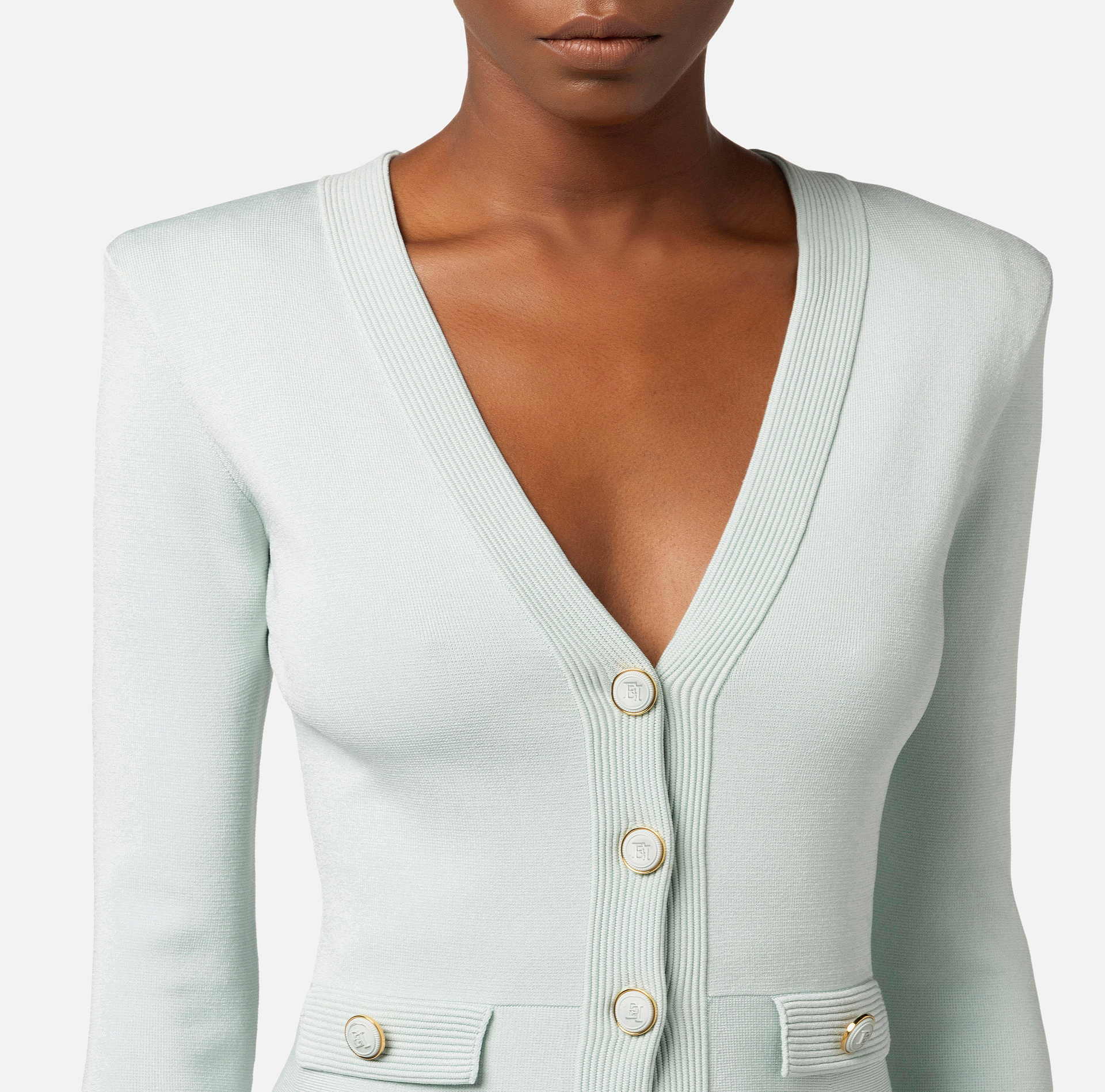 Shiny viscose cardigan with cufflink buttons - Elisabetta Franchi® Outlet