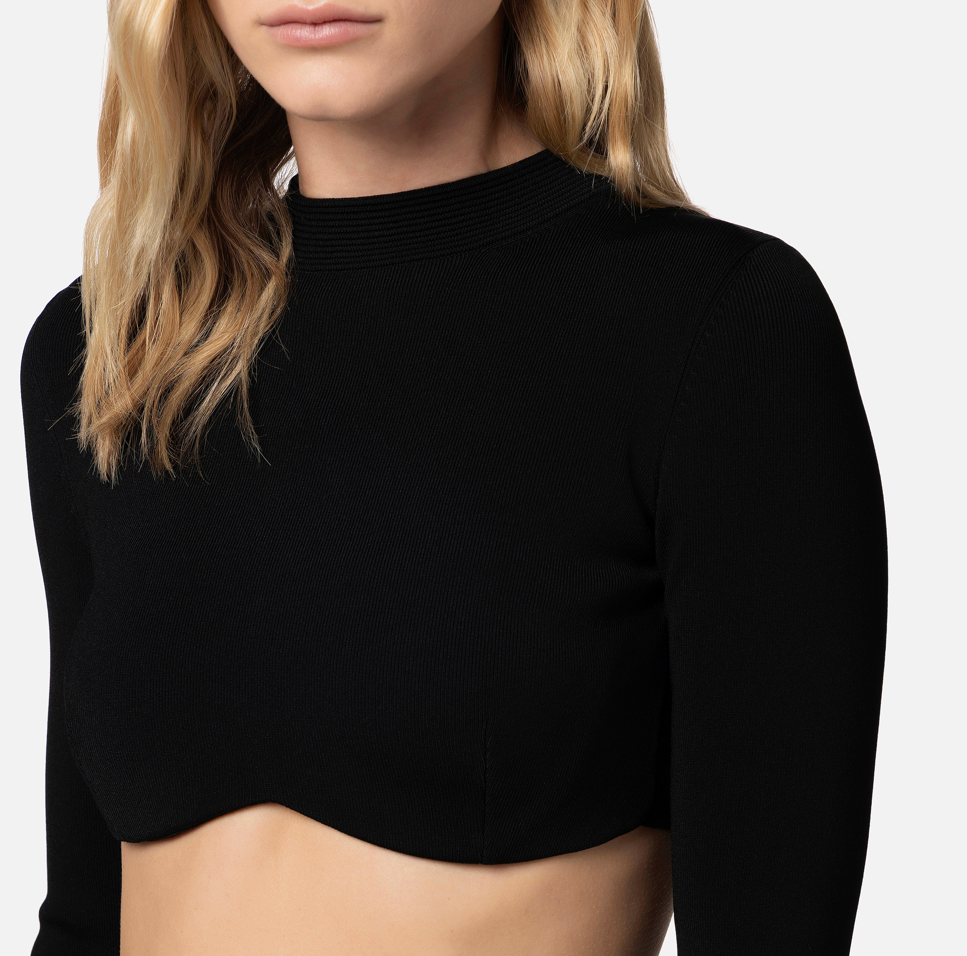 Shiny viscose cropped top - Elisabetta Franchi® Outlet