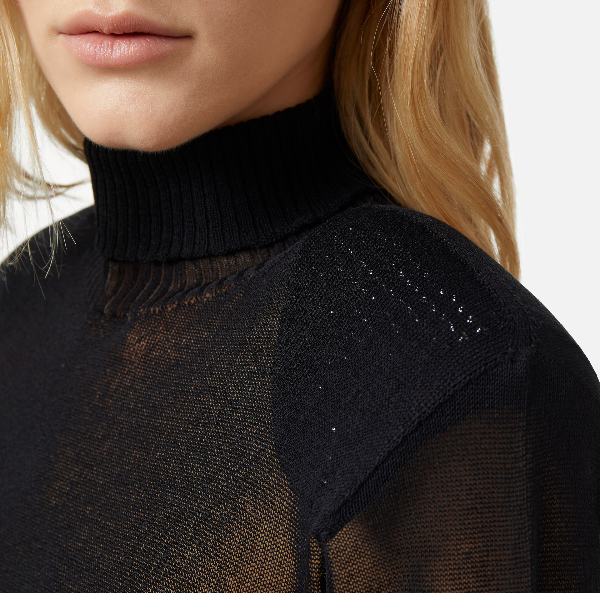 Viscose turtleneck with shoulder pads - Elisabetta Franchi® Outlet