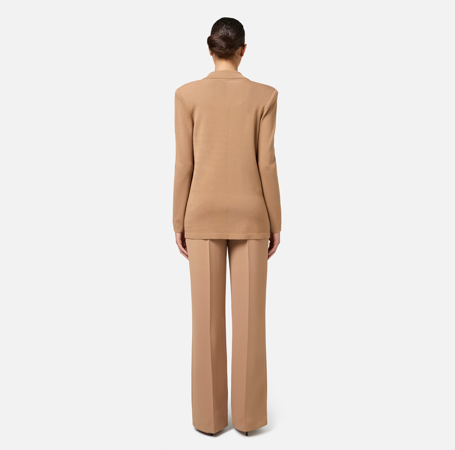 Viscose double-breasted jacket with logo patch - Elisabetta Franchi® Outlet