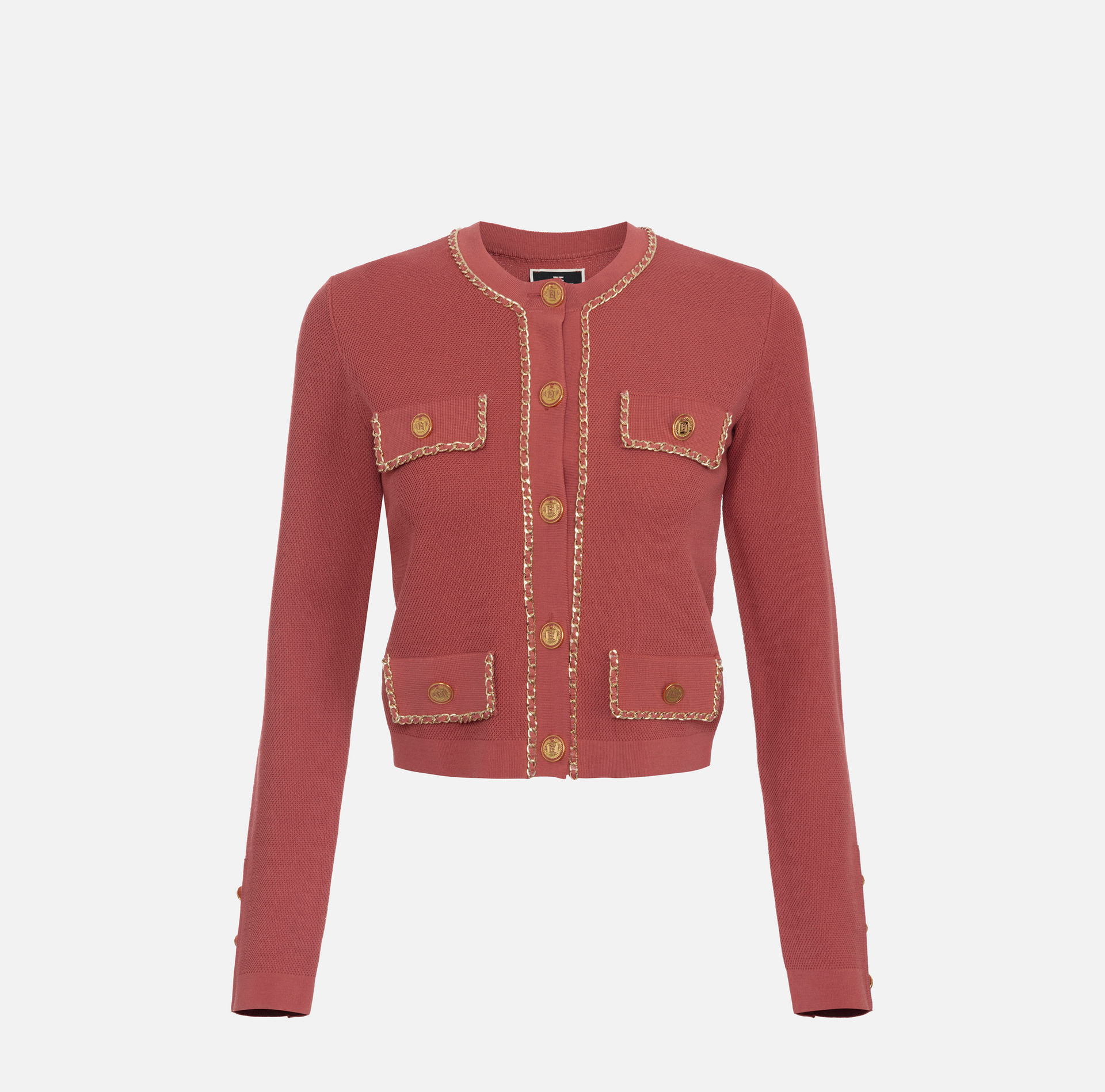 Viscose cropped jacket with chain | Elisabetta Franchi® Outlet