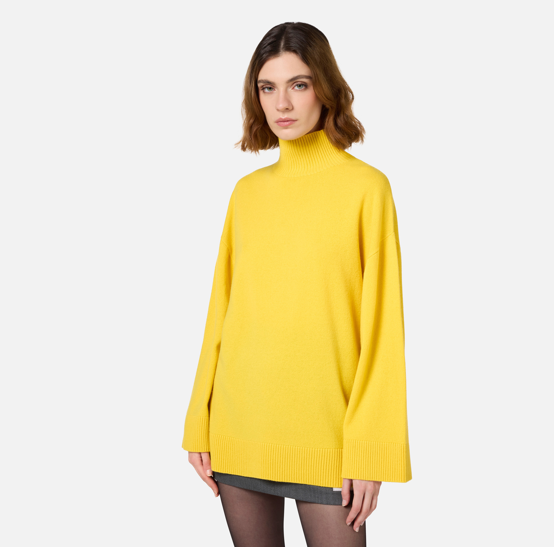 Cashmere blend turtleneck with logo - Elisabetta Franchi® Outlet