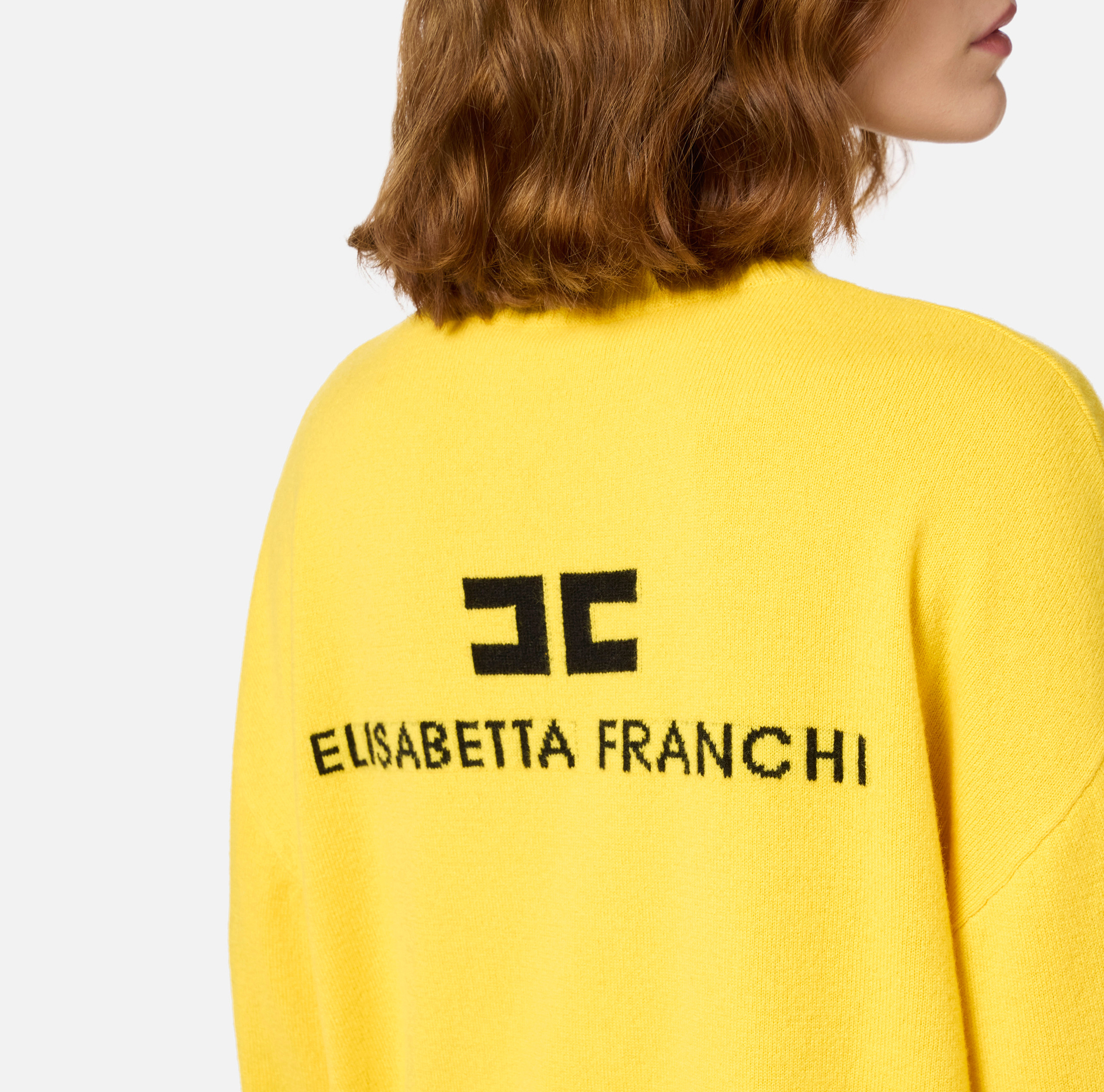 Cashmere blend turtleneck with logo - Elisabetta Franchi® Outlet