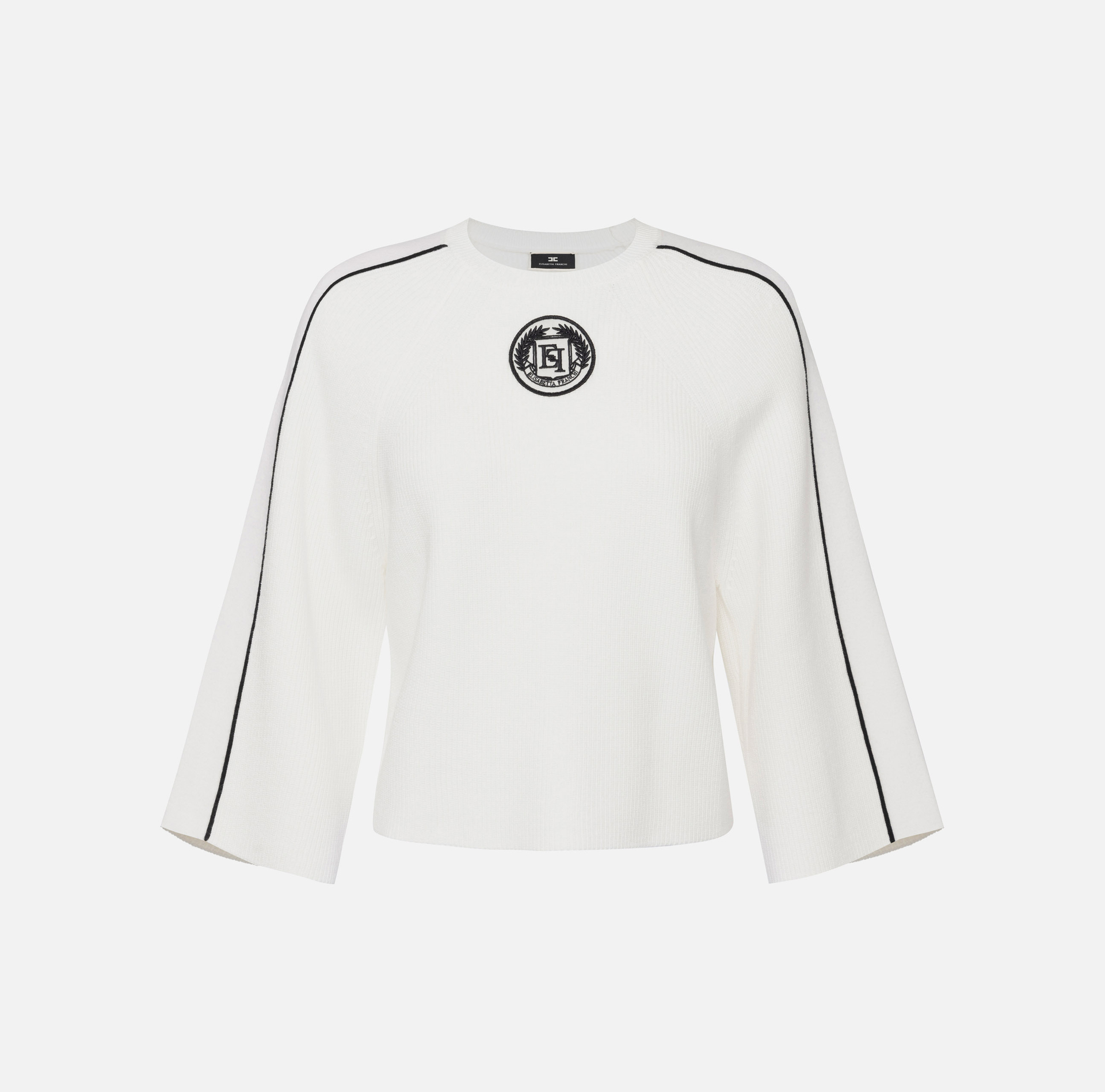 Viscose cropped top with logo patch - Elisabetta Franchi® Outlet