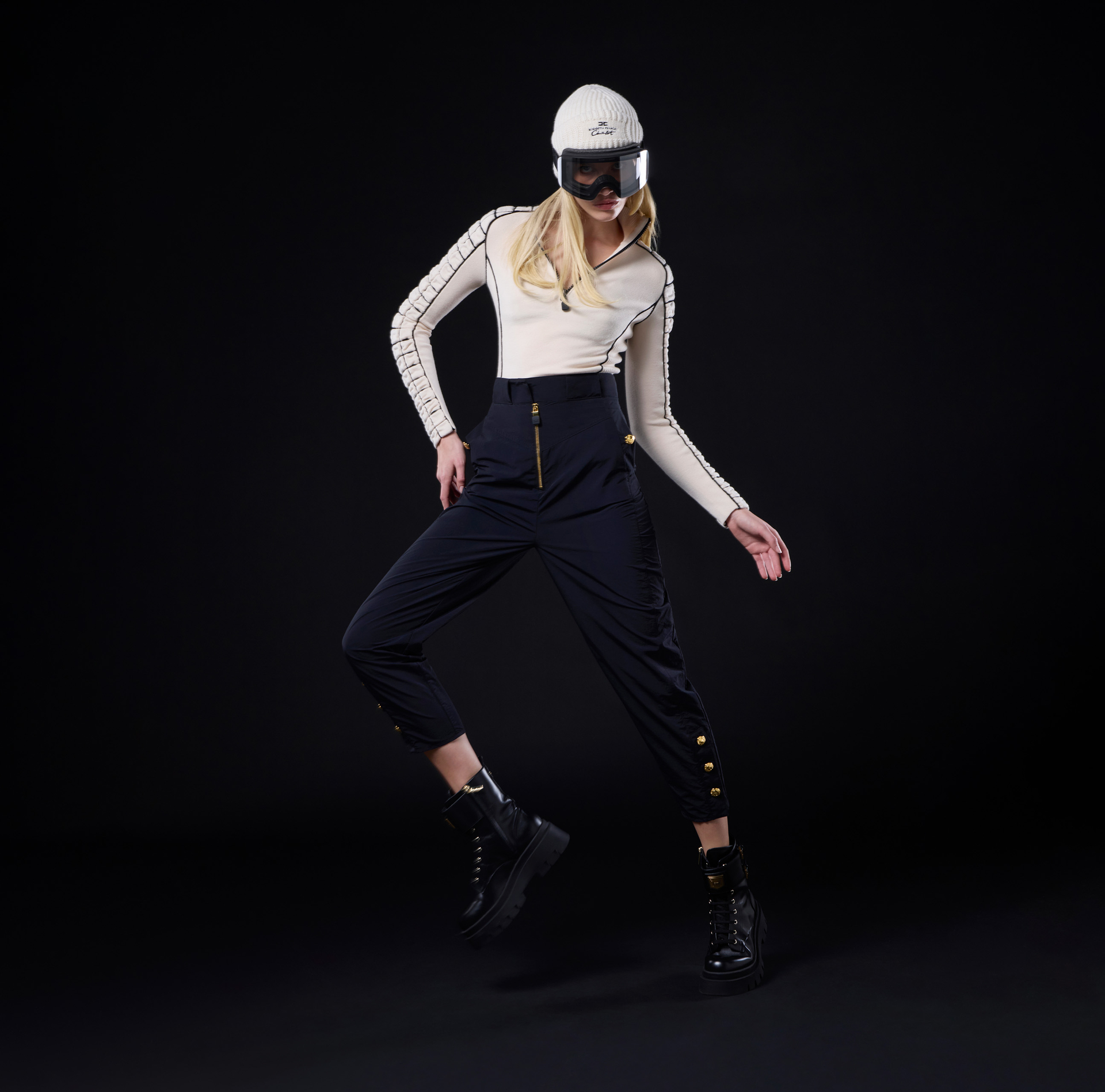 Pull en laine technique avec zip | Elisabetta Franchi® Outlet