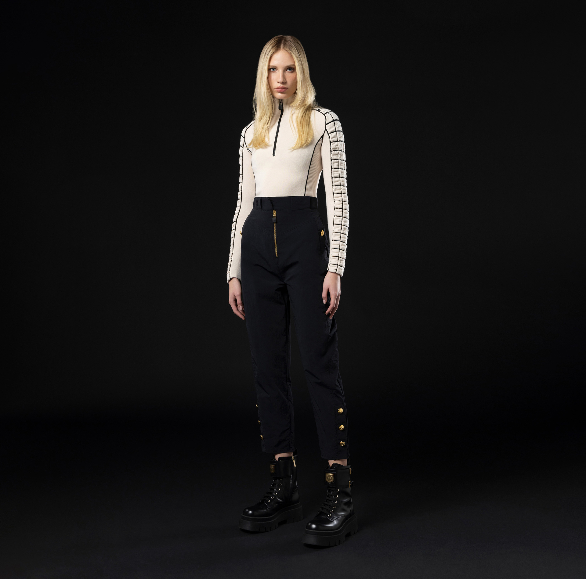 Technical wool jumper with zip | Elisabetta Franchi® Outlet