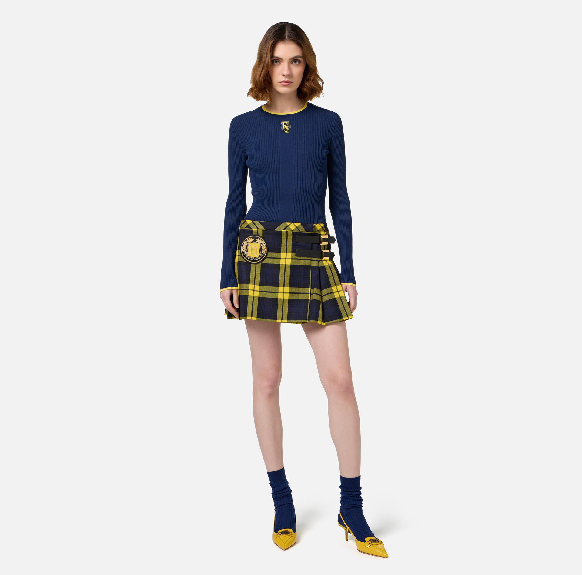 Maglia in viscosa con logo college - Elisabetta Franchi® Outlet