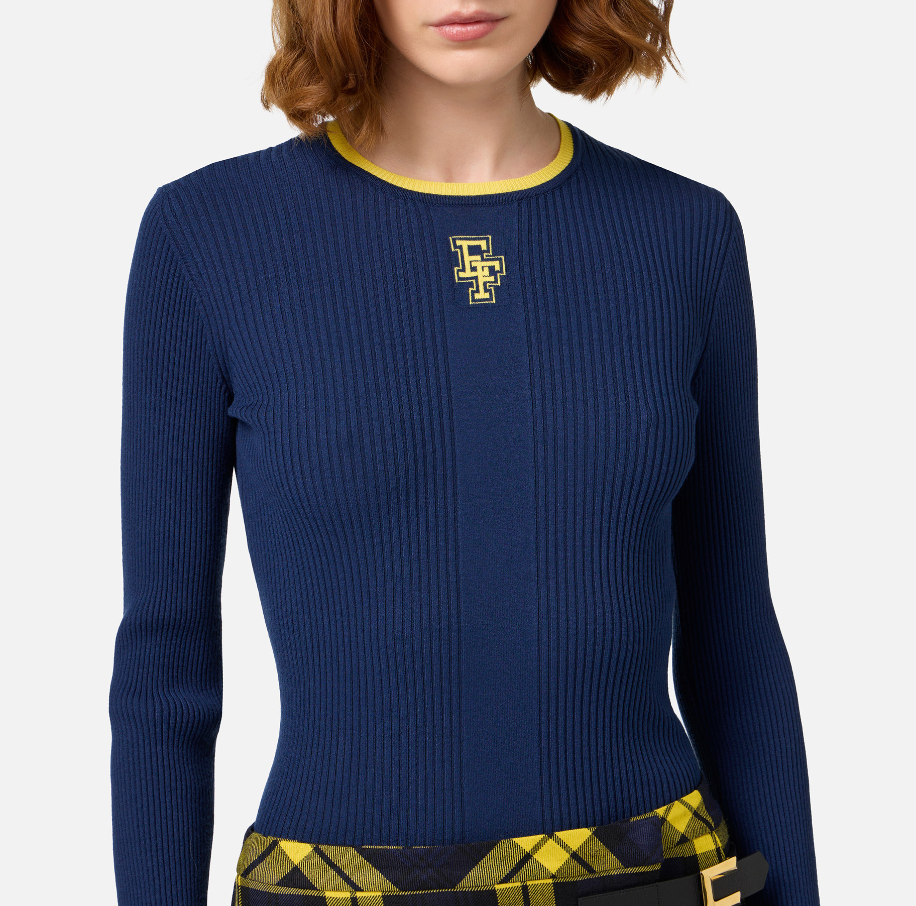 Maglia in viscosa con logo college - Elisabetta Franchi® Outlet