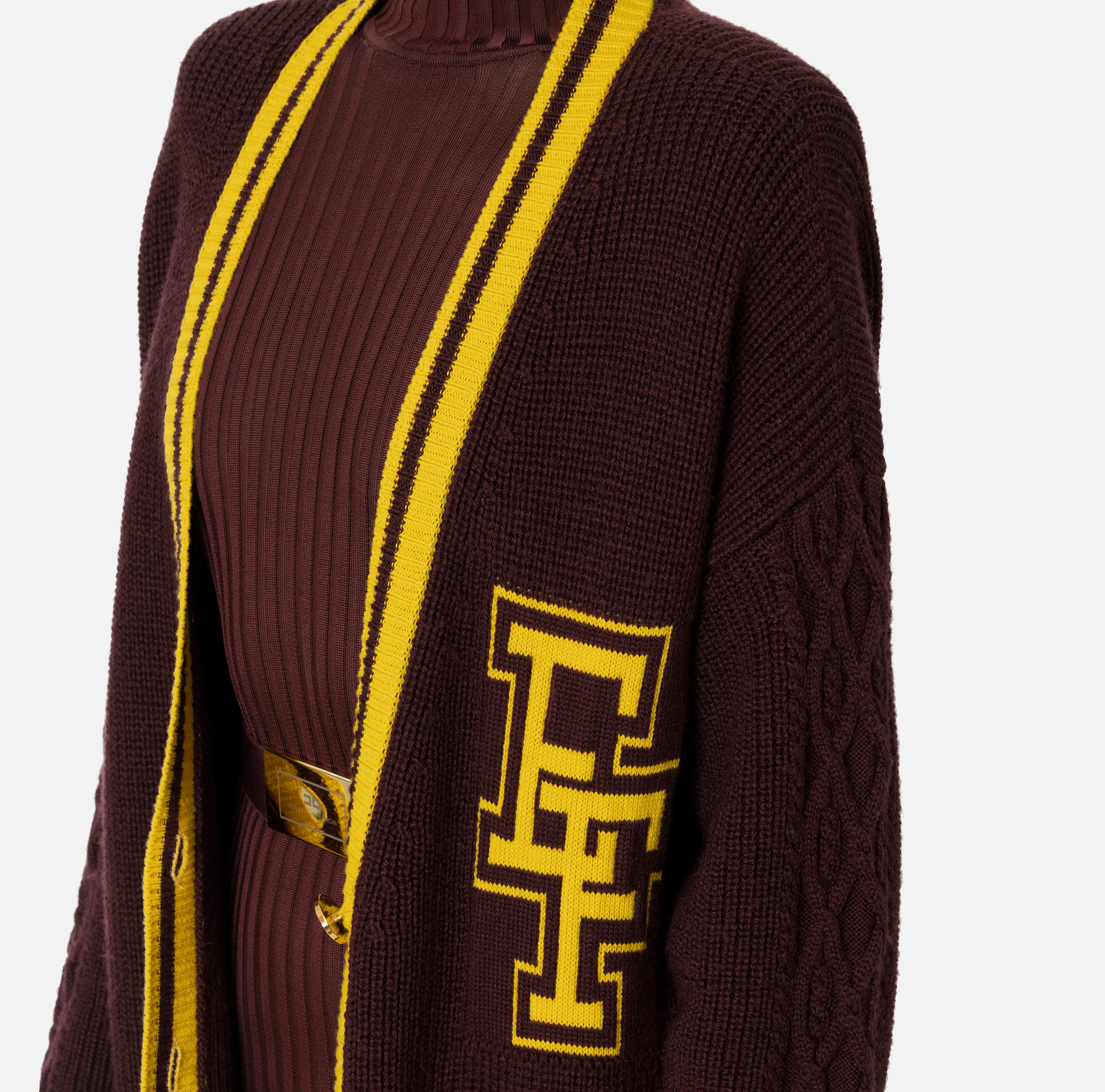 College-style wool cardigan | Elisabetta Franchi® Outlet