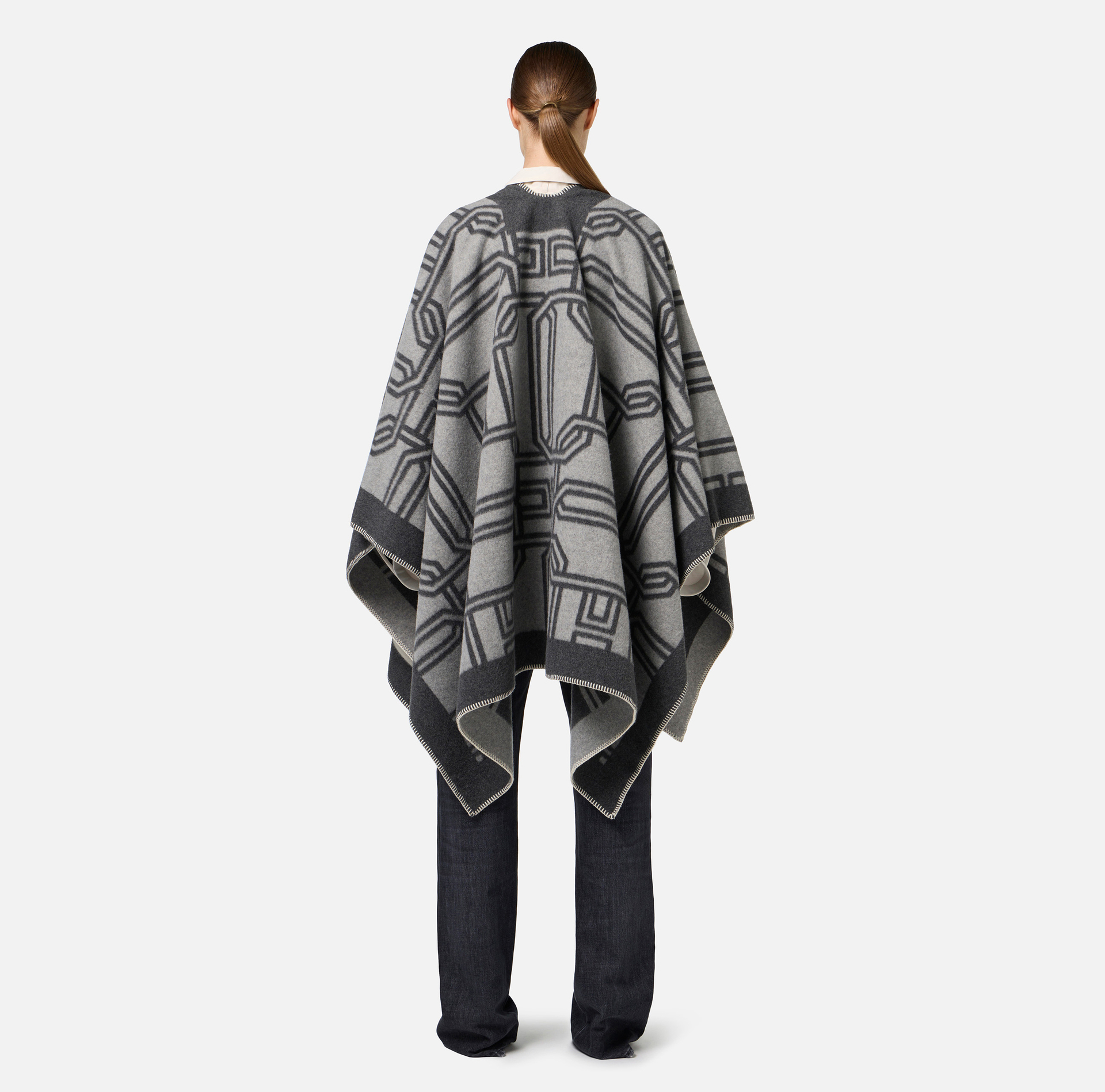 Mantella in lana jacquard con lettering - Elisabetta Franchi® Outlet