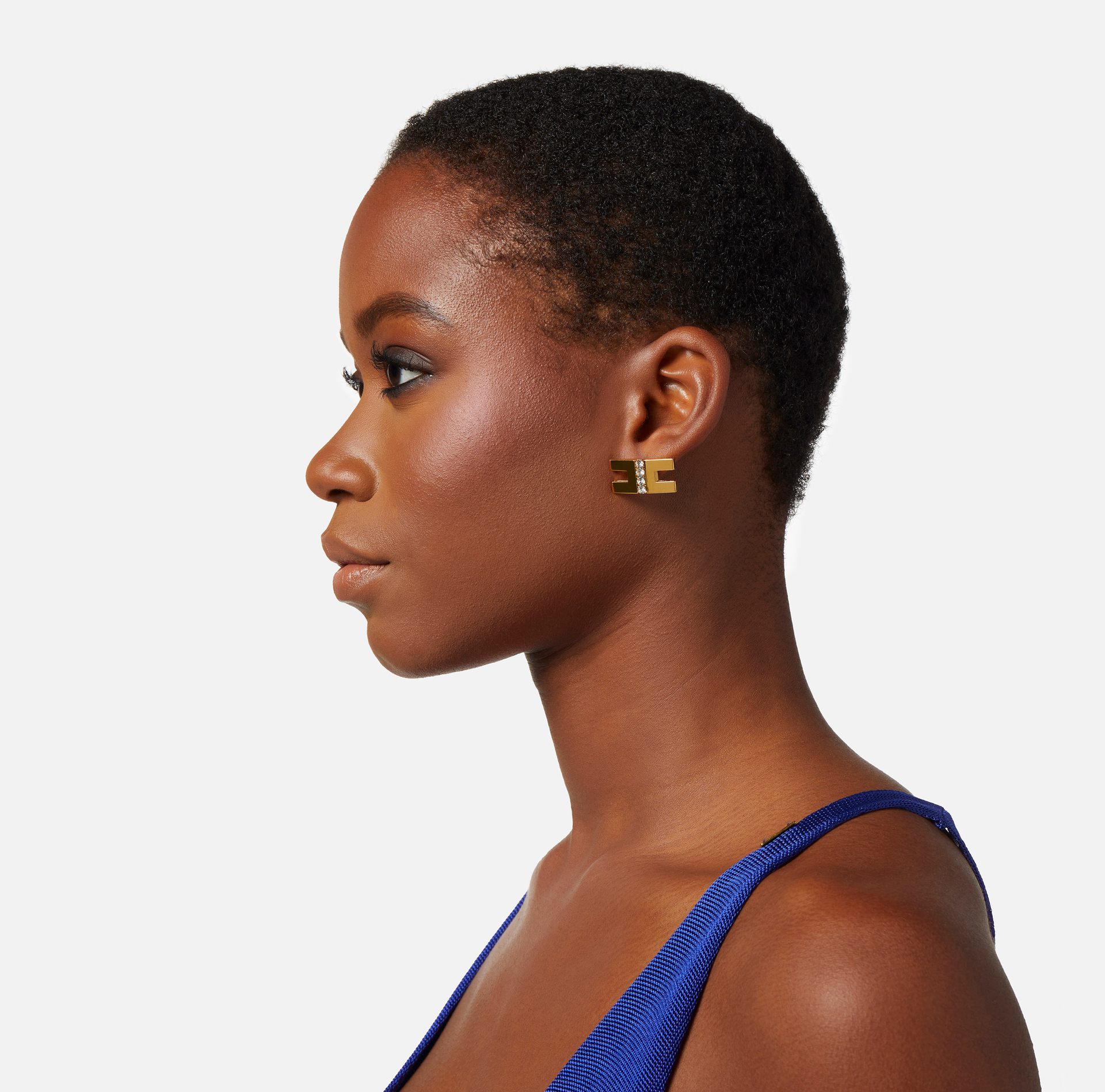 Boucles d’oreilles logo avec strass trilogy - Elisabetta Franchi® Outlet