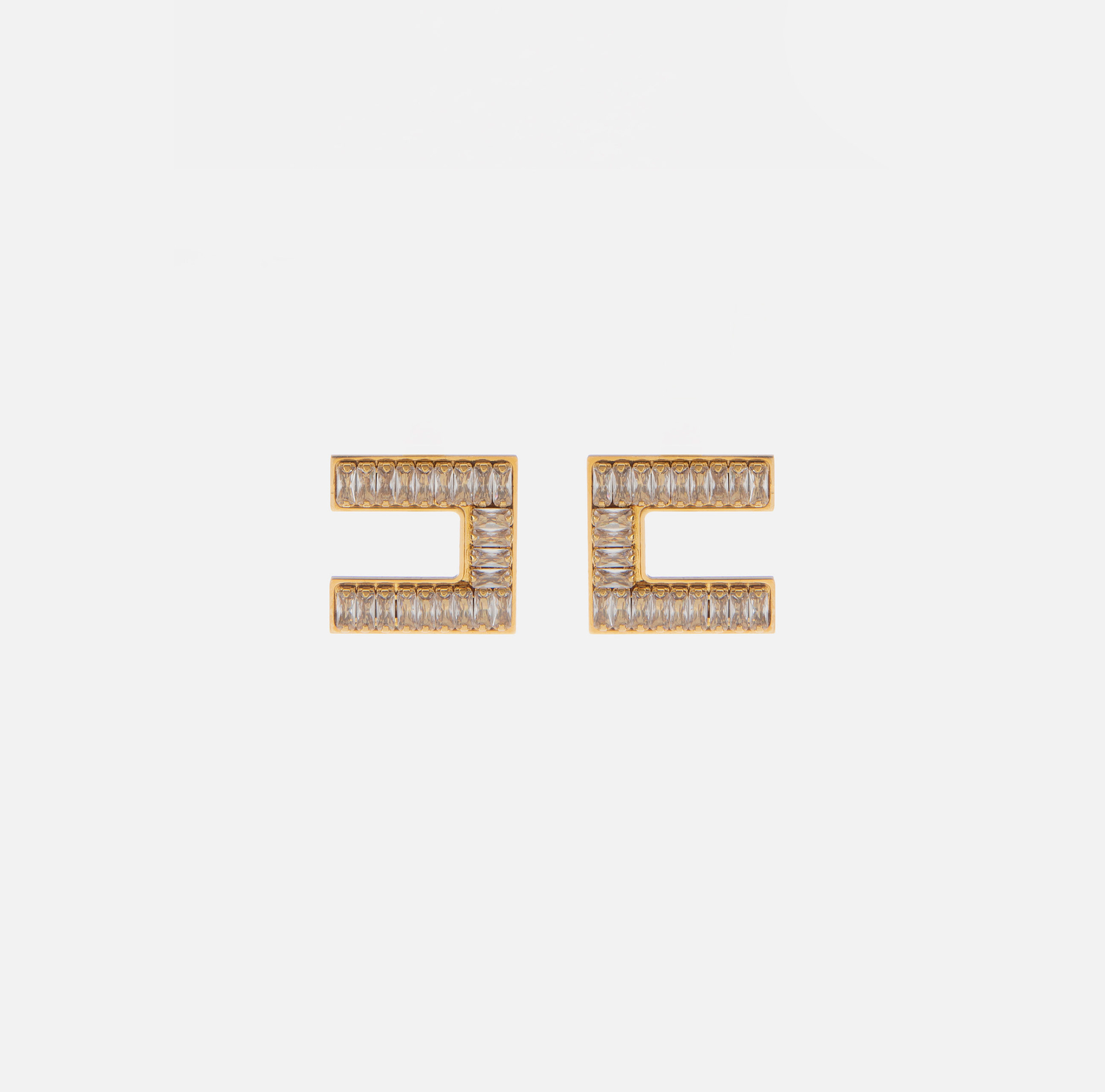 Boucles d’oreilles logo avec strass baguettes - Elisabetta Franchi® Outlet