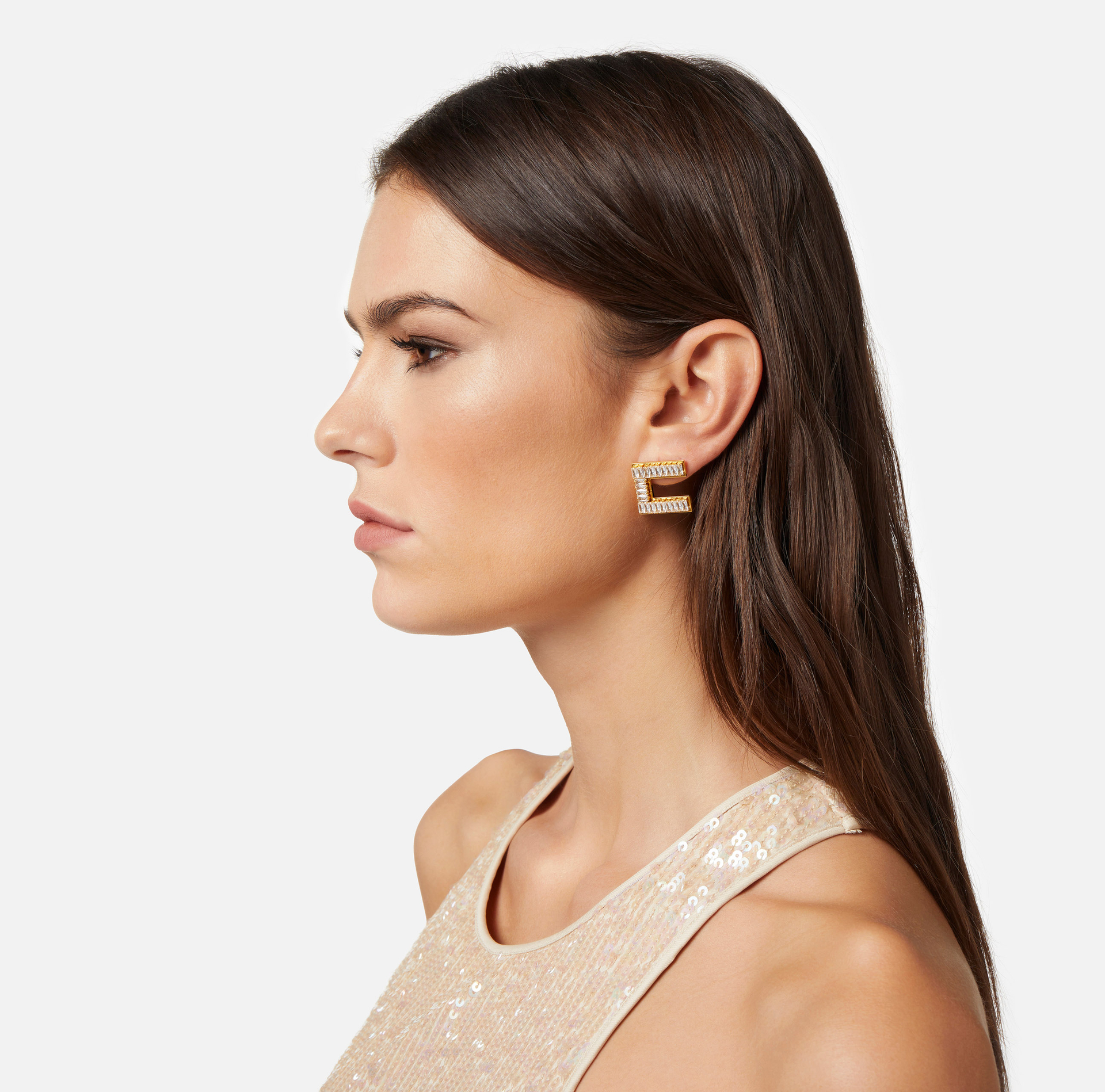 Boucles d’oreilles logo avec strass baguettes - Elisabetta Franchi® Outlet