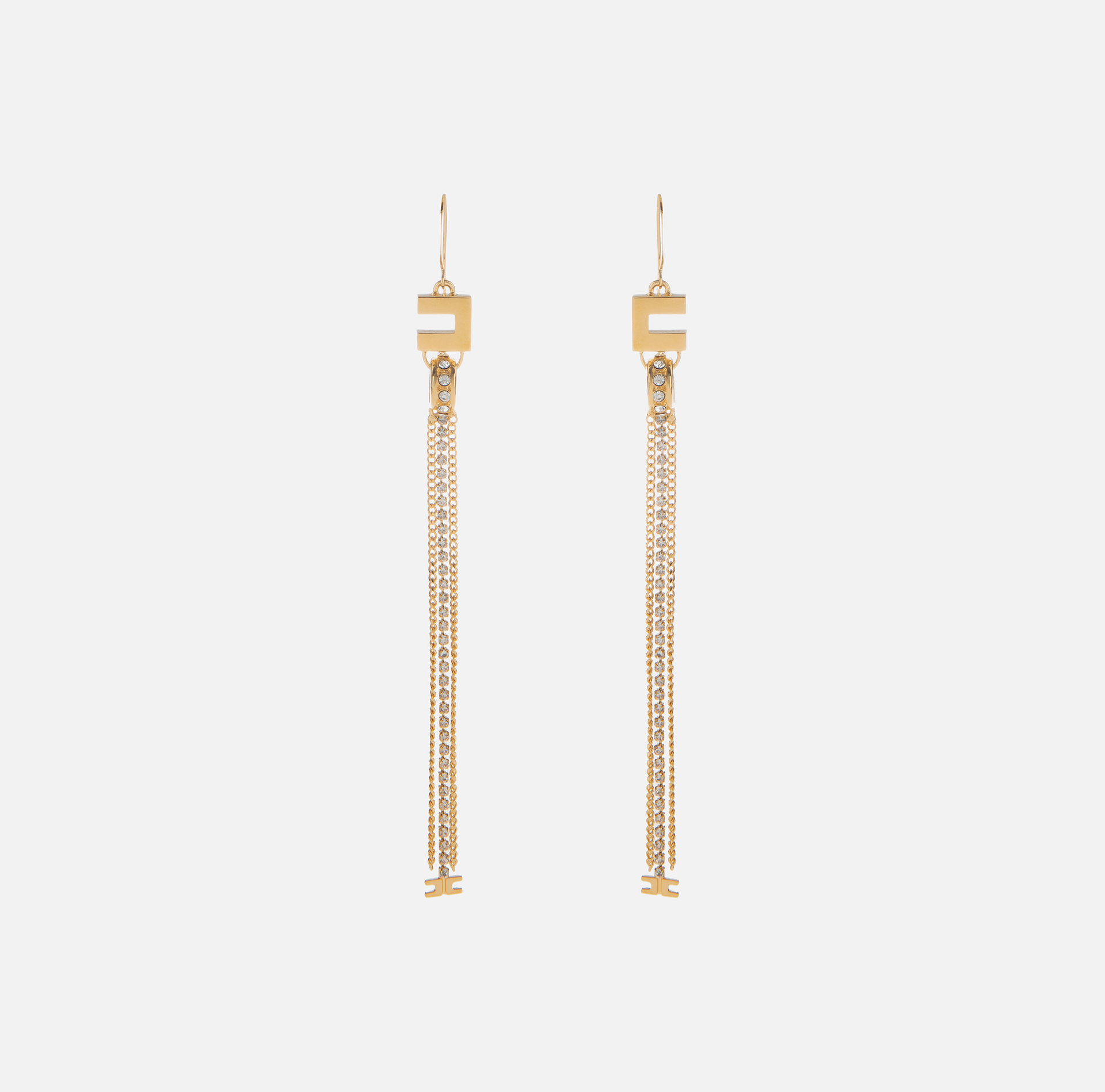 Logo earrings with rhinestone pendants - Elisabetta Franchi® Outlet