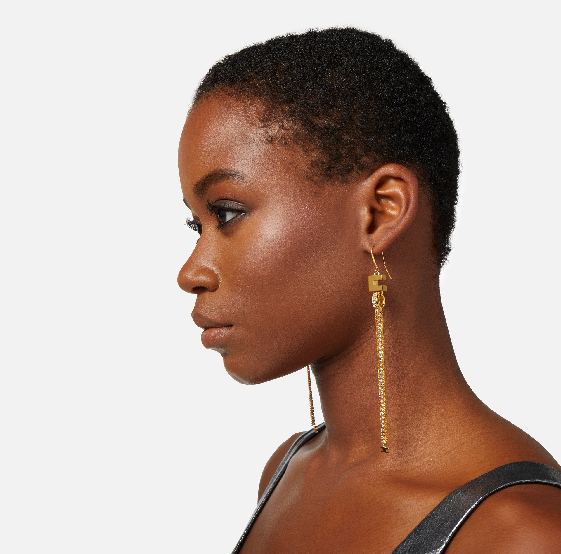 Logo earrings with rhinestone pendants - Elisabetta Franchi® Outlet