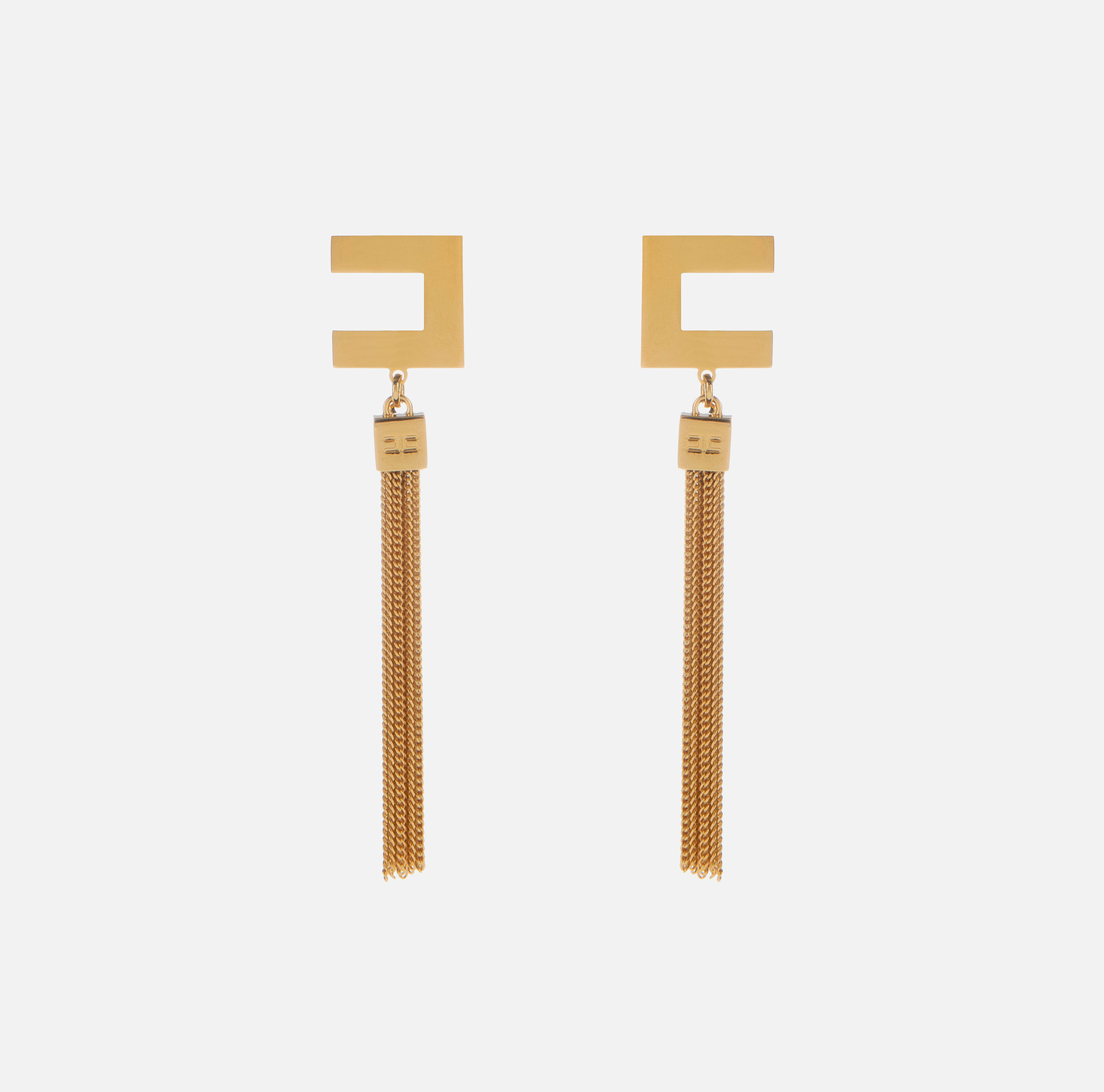 Pendant logo earrings with tassels | Elisabetta Franchi® Outlet