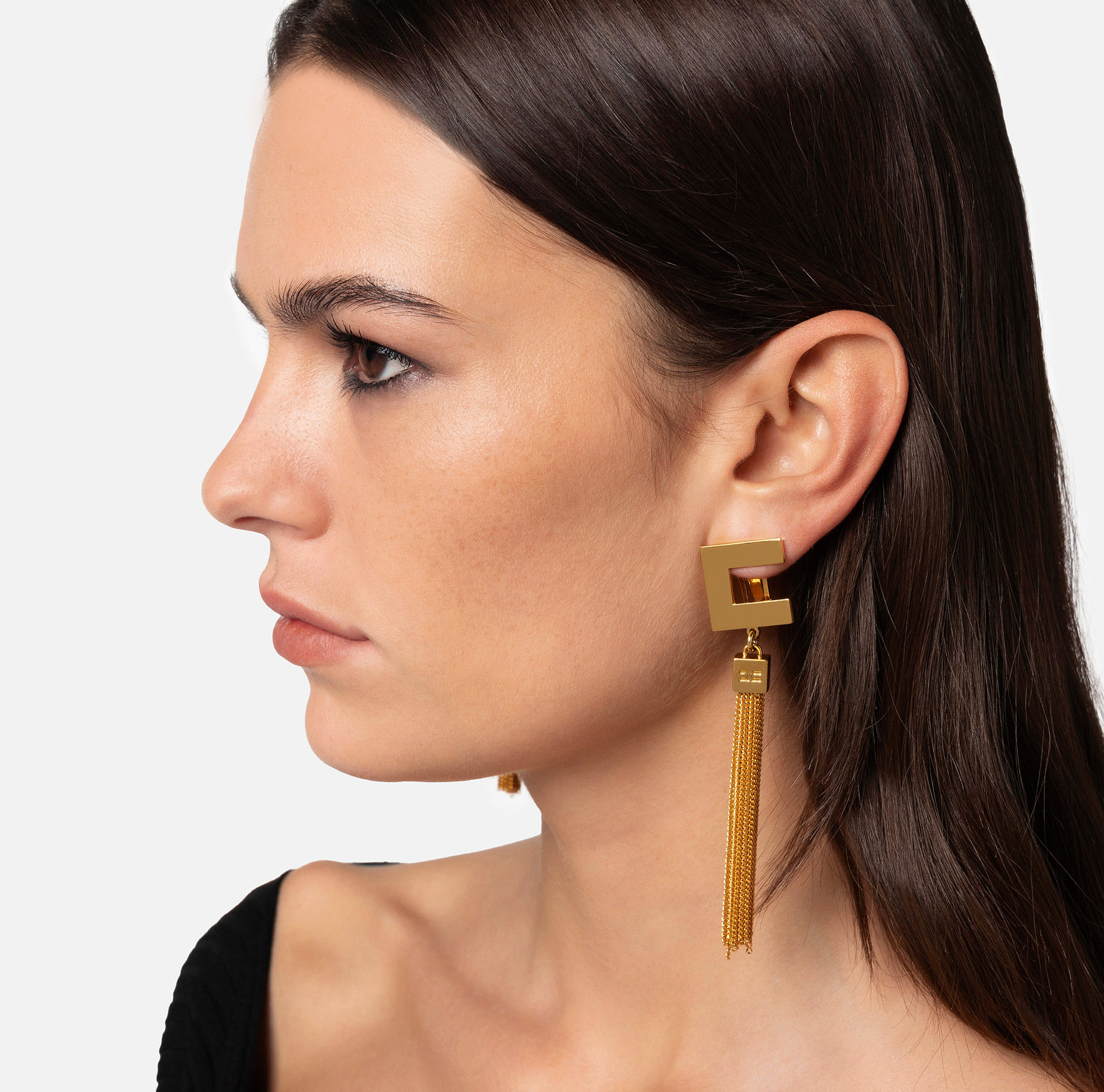 Pendant logo earrings with tassels | Elisabetta Franchi® Outlet