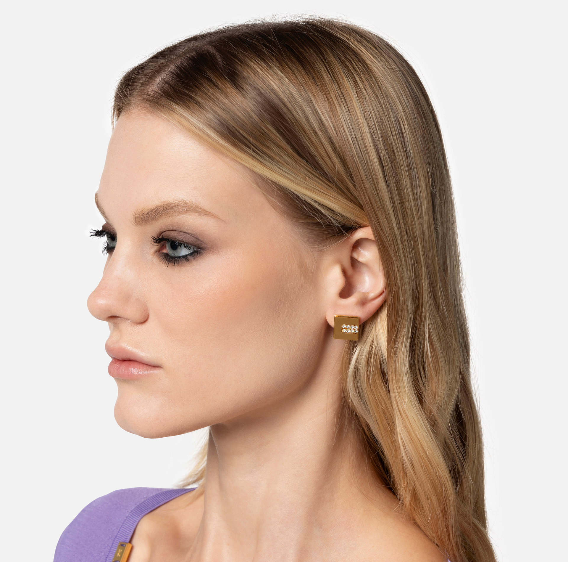 Cubic logo earrings with cube - Elisabetta Franchi® Outlet