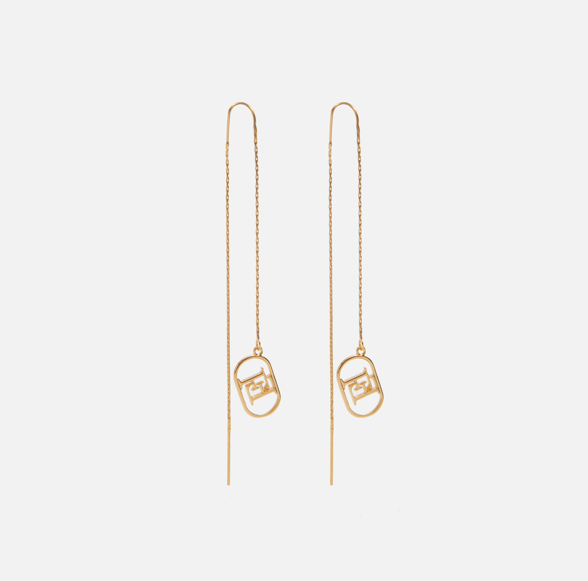 Pendant earrings with logo - Elisabetta Franchi® Outlet