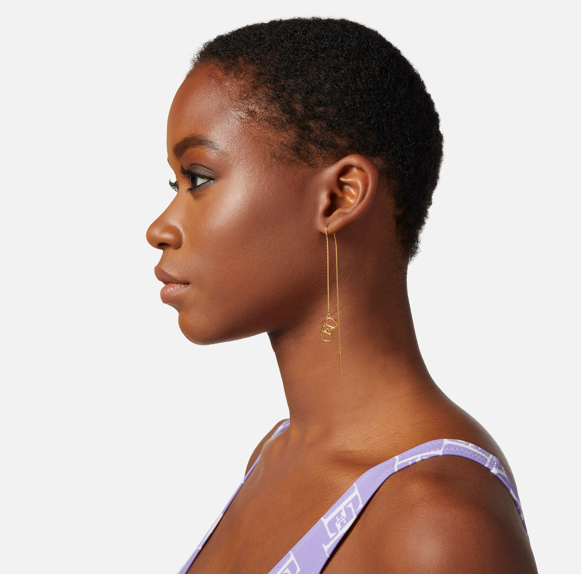 Pendant earrings with logo - Elisabetta Franchi® Outlet