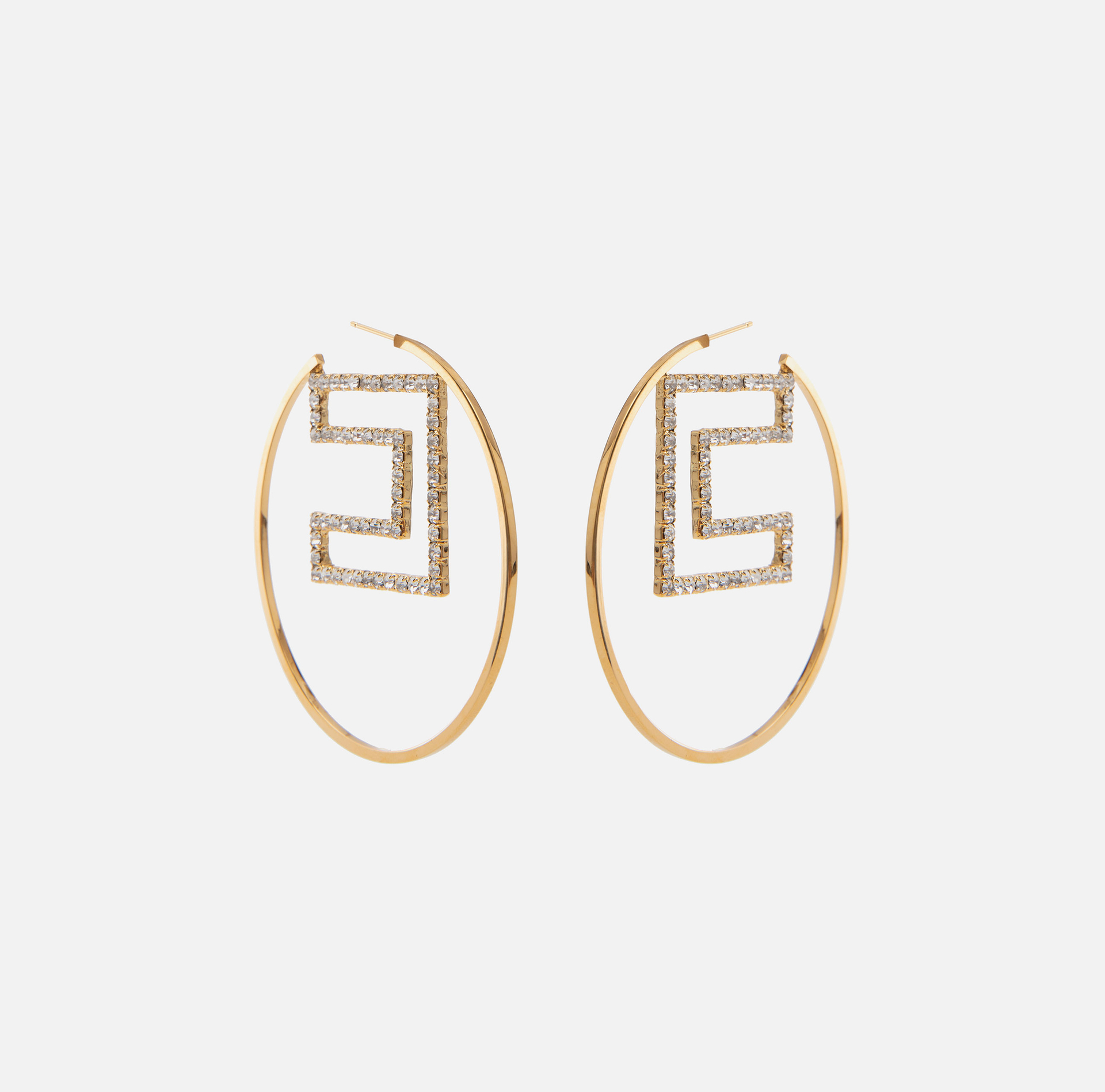 Boucles d’oreilles en cercle avec logo en strass - Elisabetta Franchi® Outlet