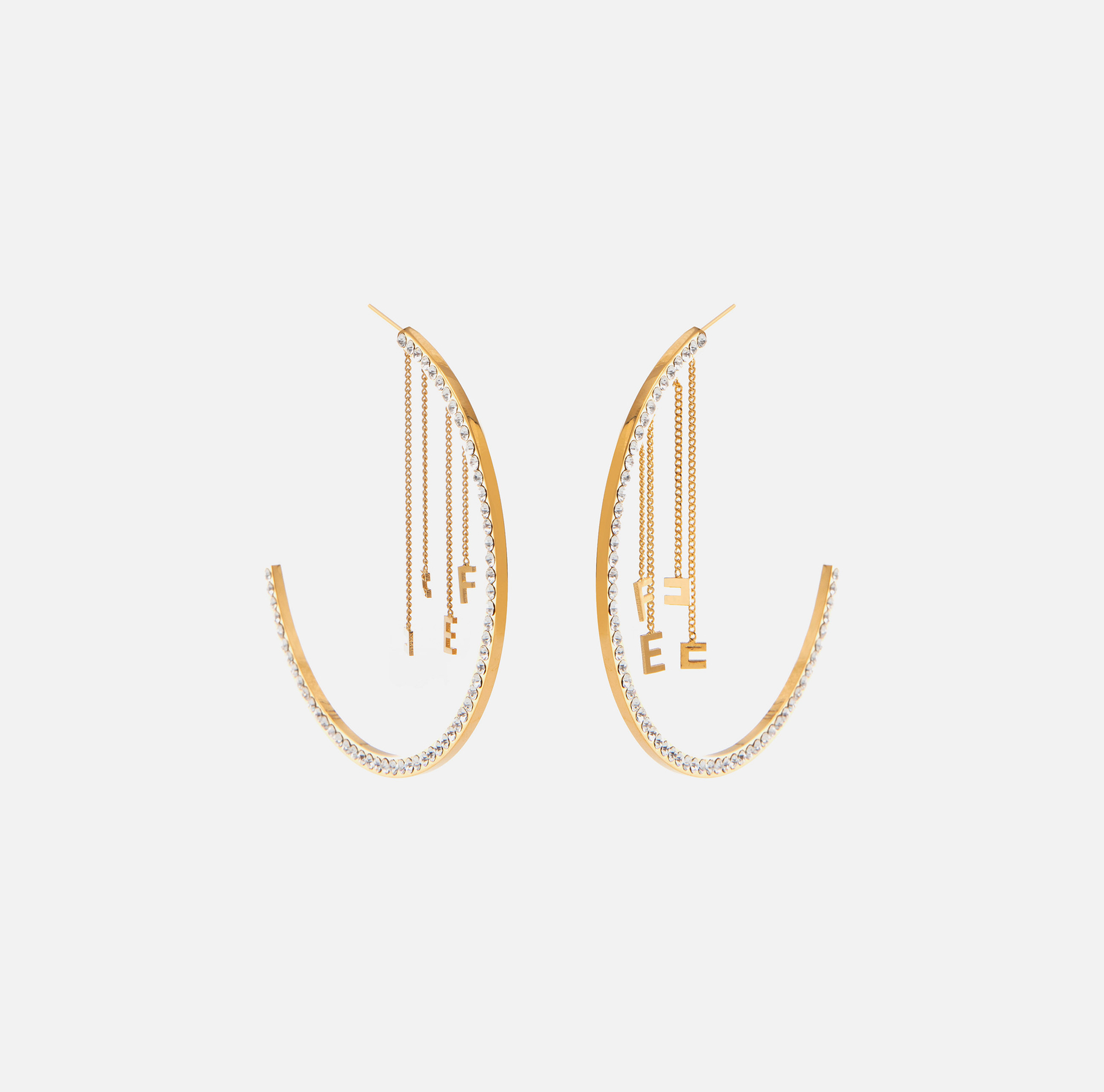 Hoop earrings with groumette and charms | Elisabetta Franchi® Outlet