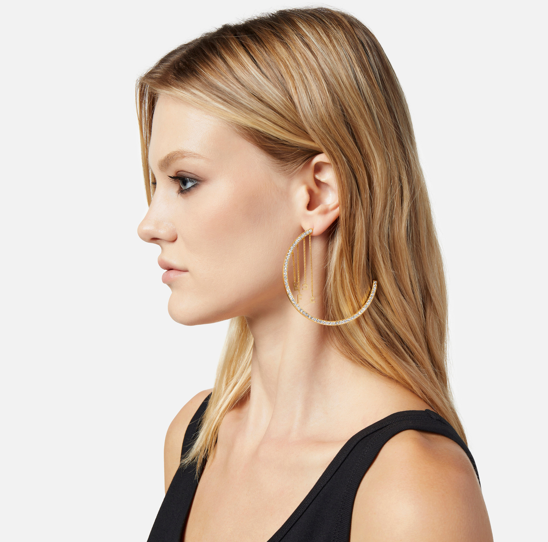 Hoop earrings with groumette and charms | Elisabetta Franchi® Outlet