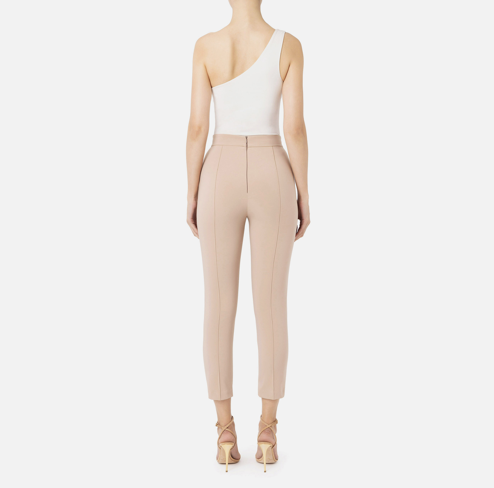 Straight trousers in technical fabric with horsebit | Elisabetta Franchi® Outlet