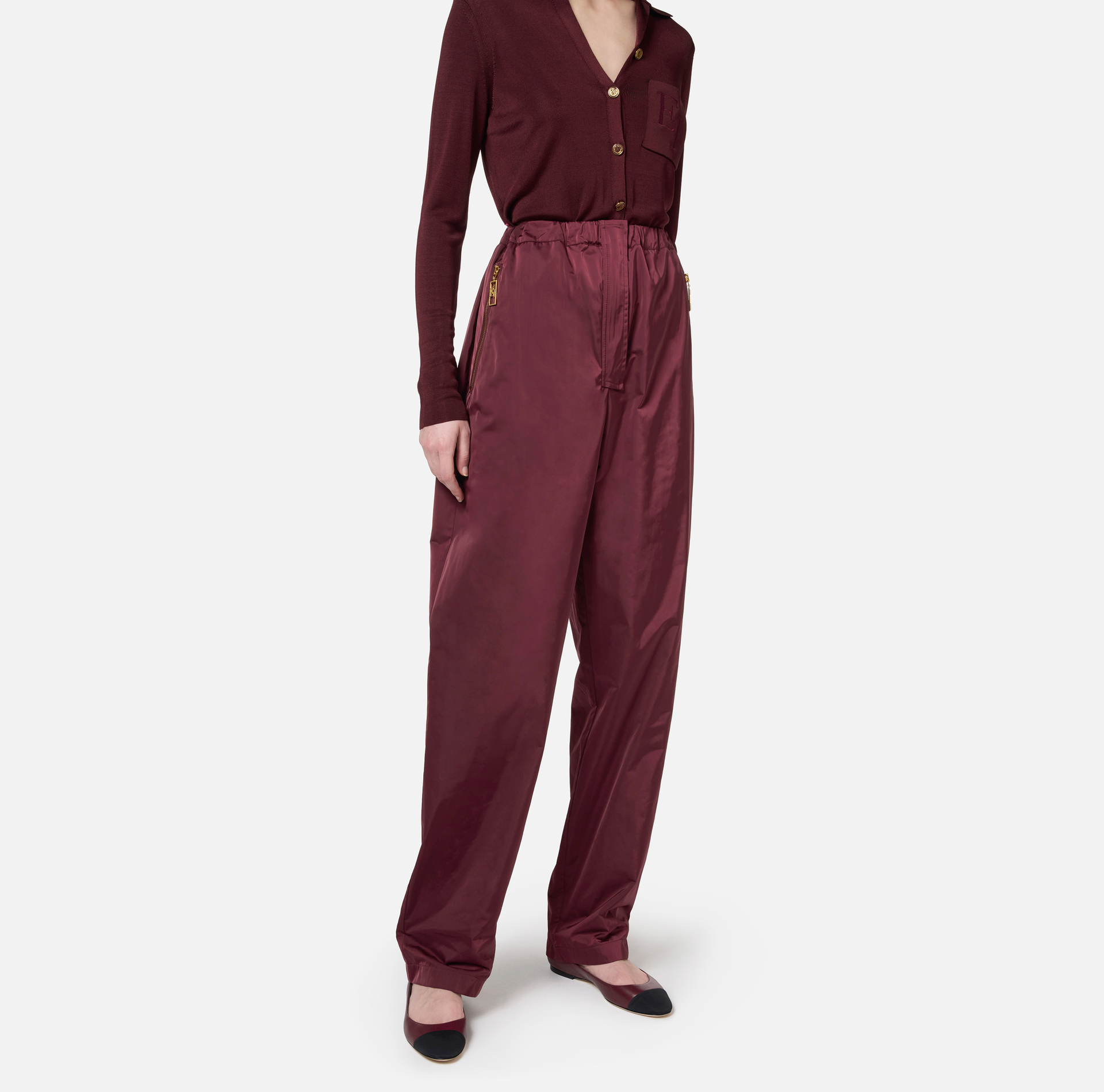 Pantalon en nylon technique avec zips | Elisabetta Franchi® Outlet