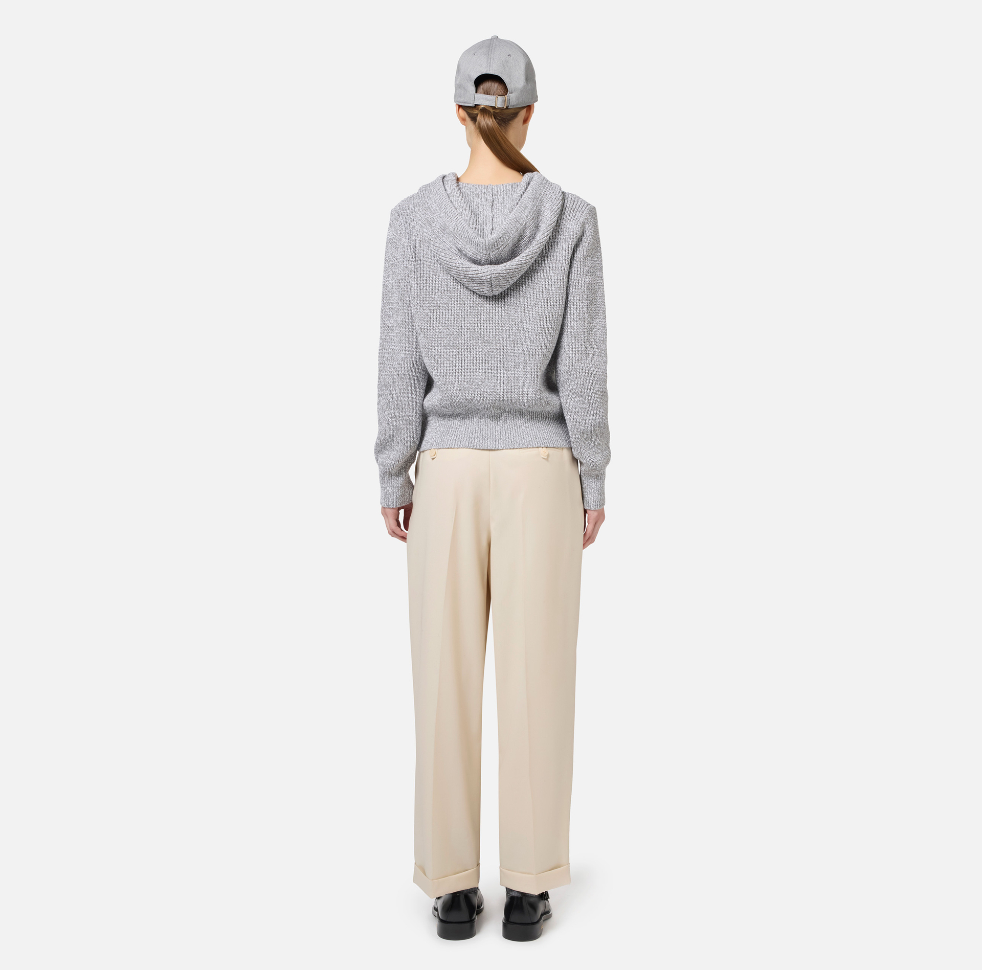 Turned-up trousers in cool wool with darts | Elisabetta Franchi® Outlet